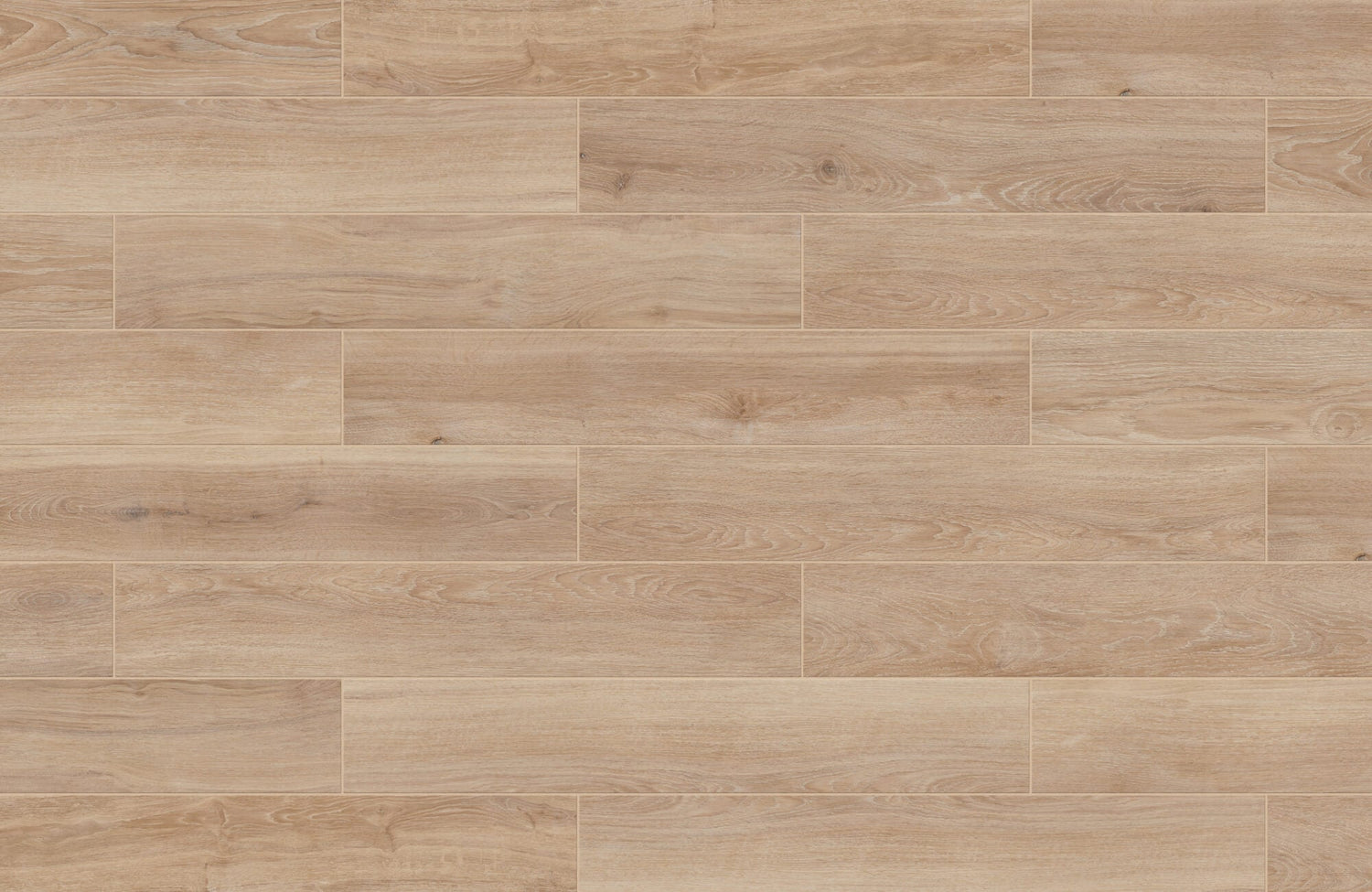 Warm-toned wood look porcelain tiles with natural grain patterns, offering the charm of hardwood with durability for any space.