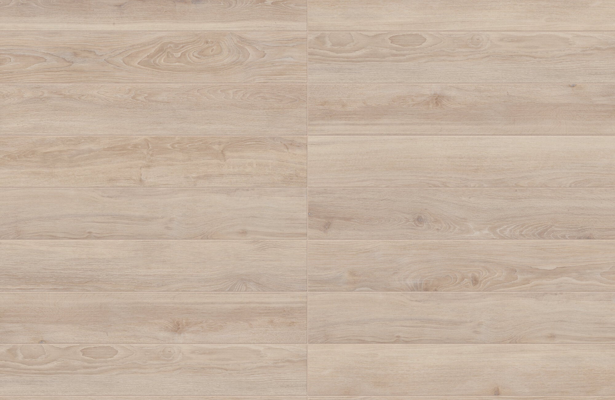 Light wood effect porcelain tiles with natural grain patterns and soft beige tones, offering a warm, organic feel.