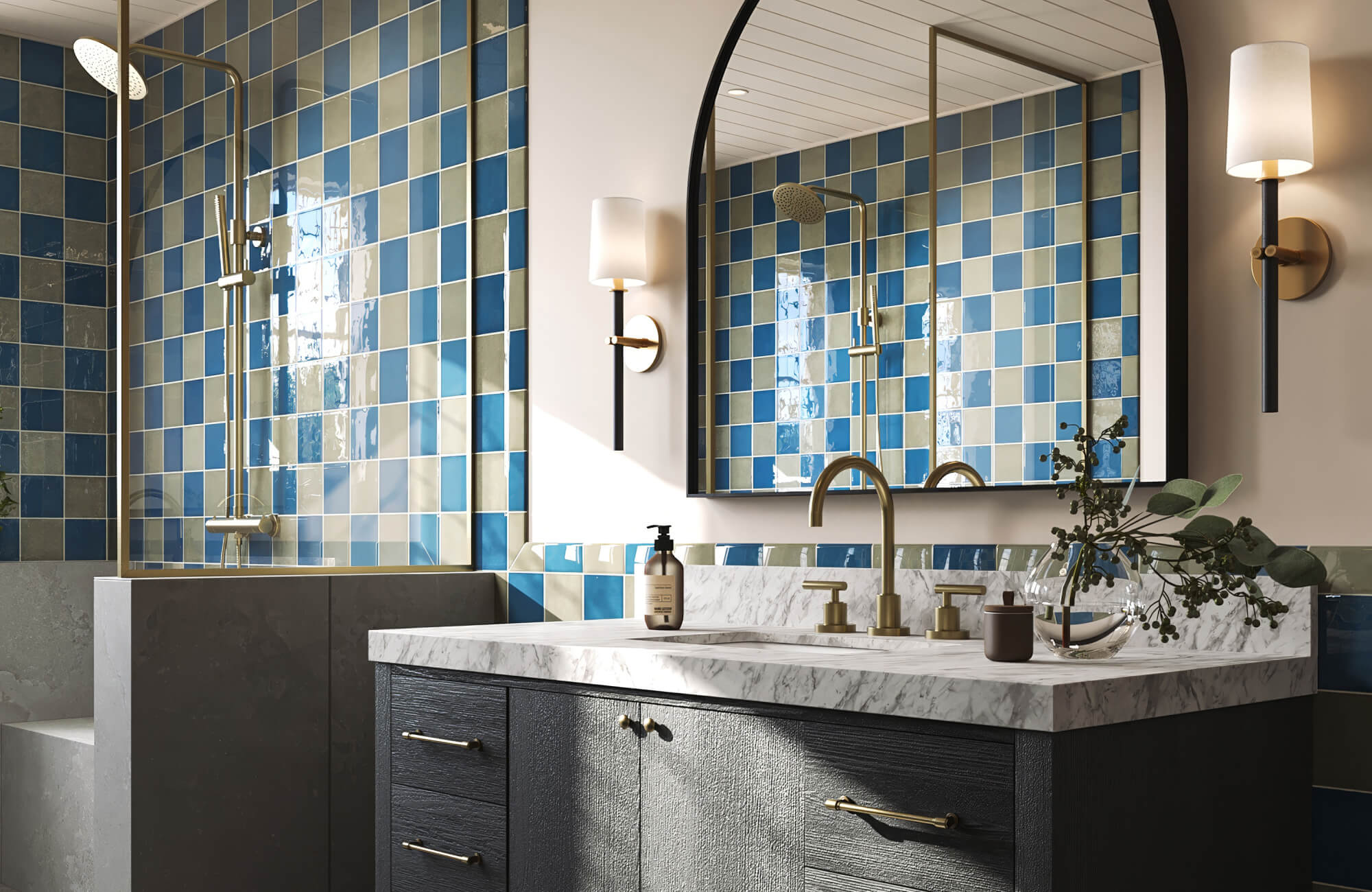 Balanced wall-mounted vanity lighting flanks a mirror, providing even illumination across the sink area for clear daily grooming tasks.