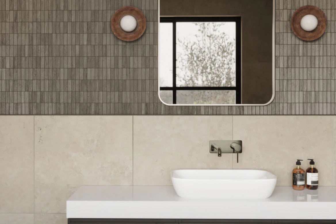 Brown Bathroom Tiles infuse a rich, earthy warmth into a comfortable bathroom setting.