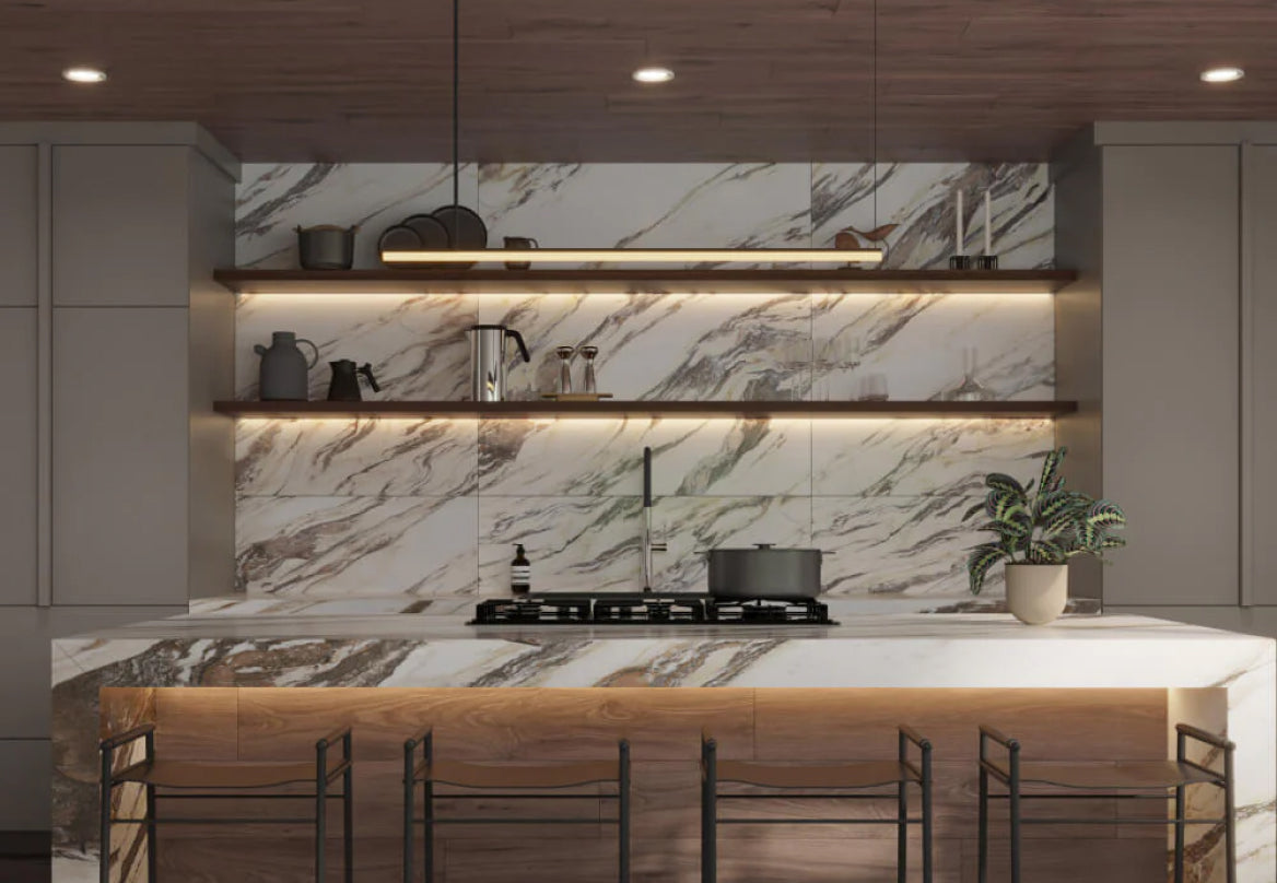 Brown Kitchen Tile infusing a warm, natural feel into a cozy kitchen setting.