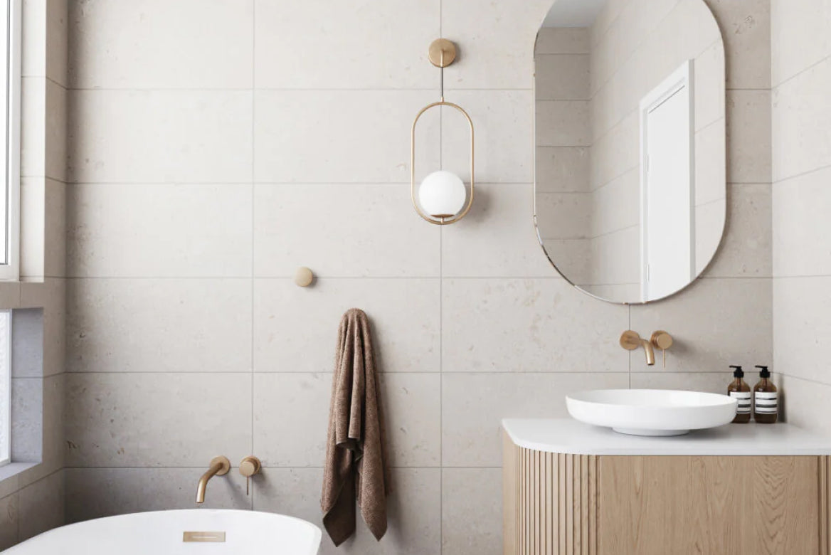 Taupe Bathroom Tiles impart a subtle, elegant nuance to a tranquil bathroom environment.