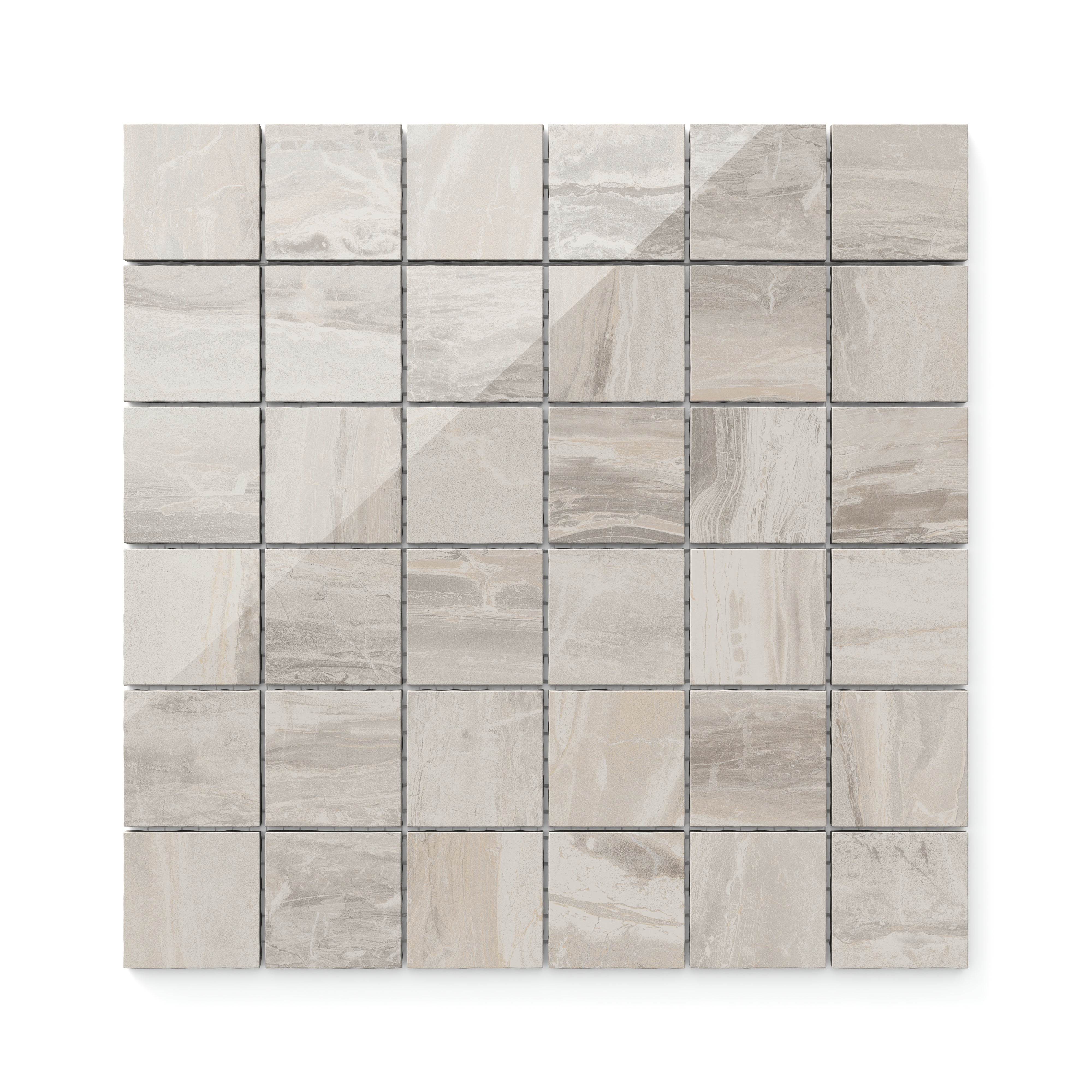 With their delicate veining and warm beige tones, these 2x2 polished mosaic tiles bring a touch of elegance and adaptability to a variety of spaces.