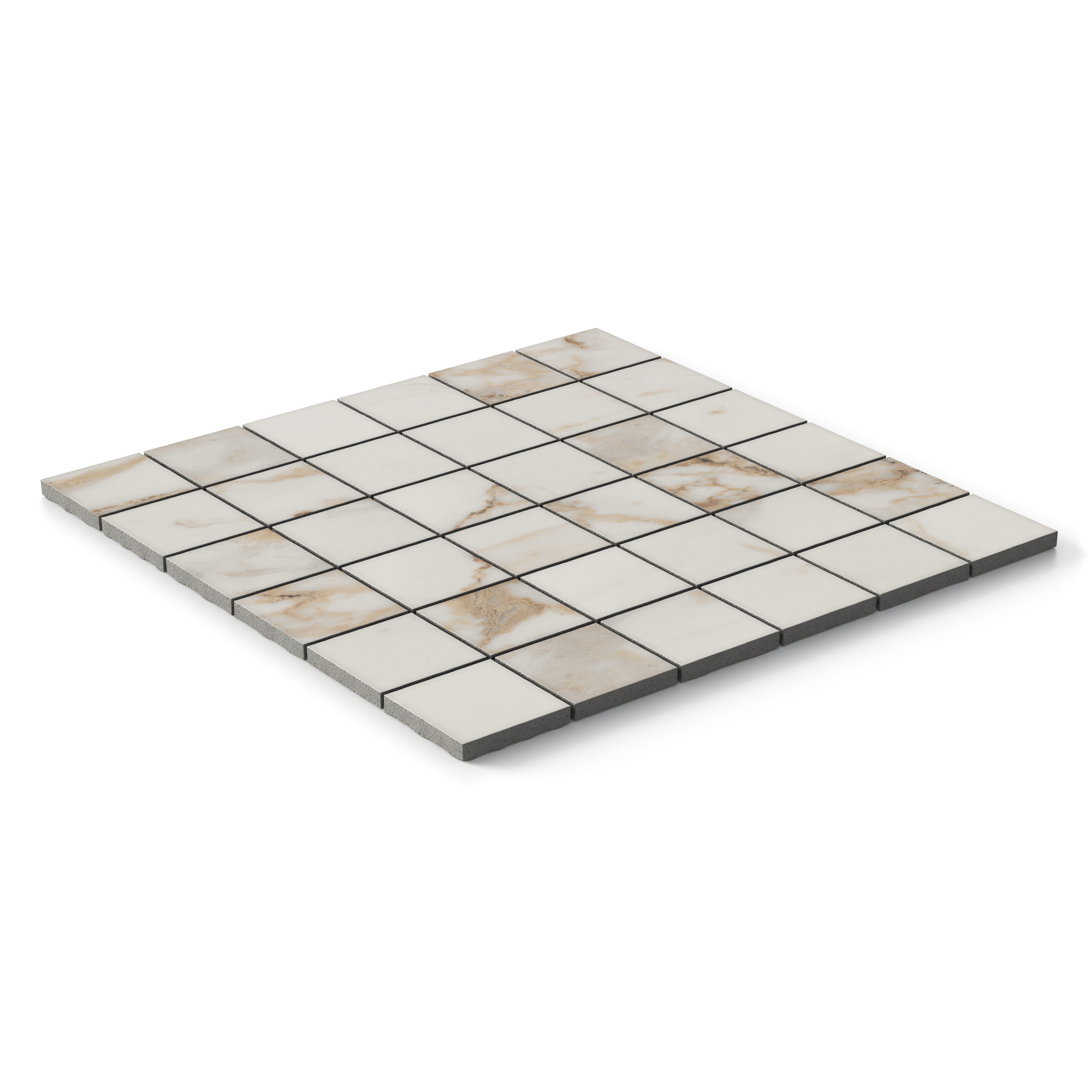 Giada 2x2 Matte Porcelain Mosaic Tile in Calacatta Gold