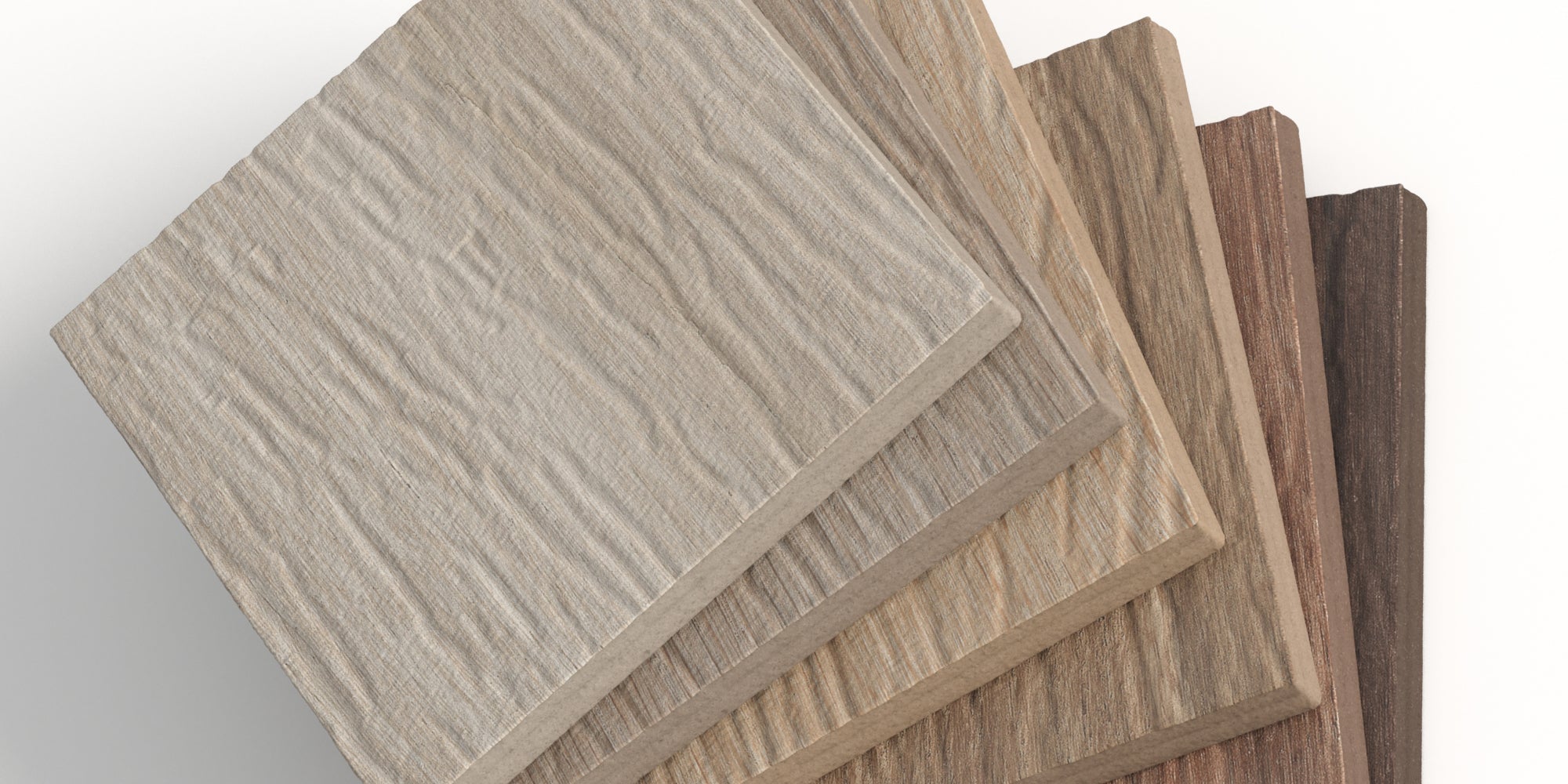 Showcase of complimentary 4x4 Preston collection samples in distinct wood-look shades, demonstrating the collection's porcelain plank versatility.