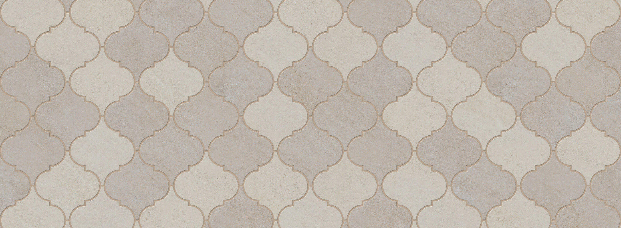 Multicolor tiles in shades of beige and cream in a classic Moroccan pattern, creating a warm mosaic ideal for elegant shower walls