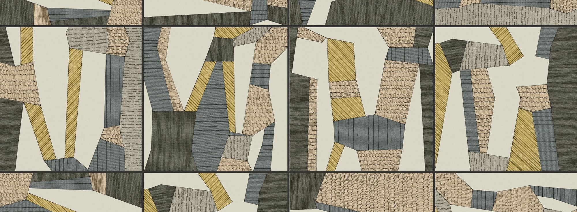 Artistic multicolor tile with geometric patterns adds a dynamic and modern twist to the floor design