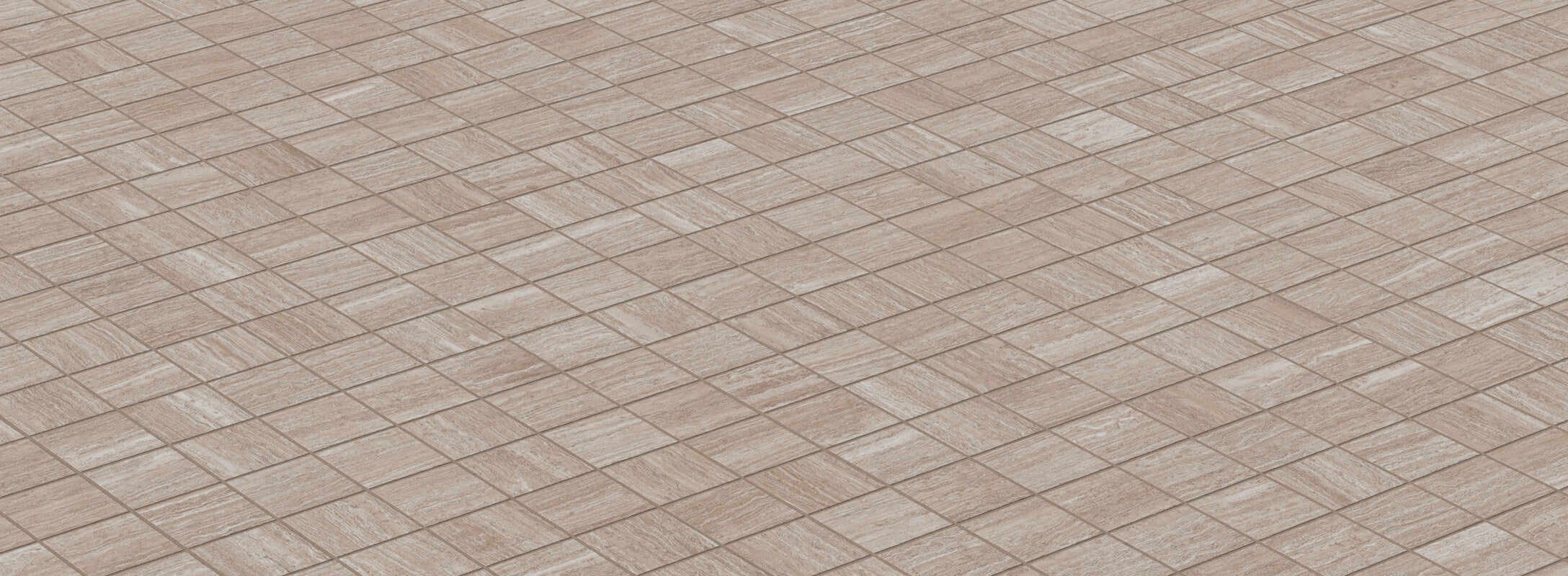 Square brown mosaic tiles with a subtle grain pattern, creating a sophisticated and natural look for kitchen floors