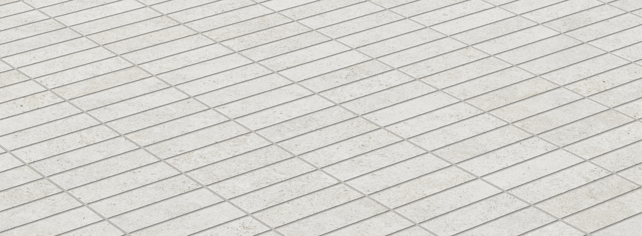 Light grey mosaic tiles with a sleek, modern design, perfect for enhancing kitchen floors with a contemporary look