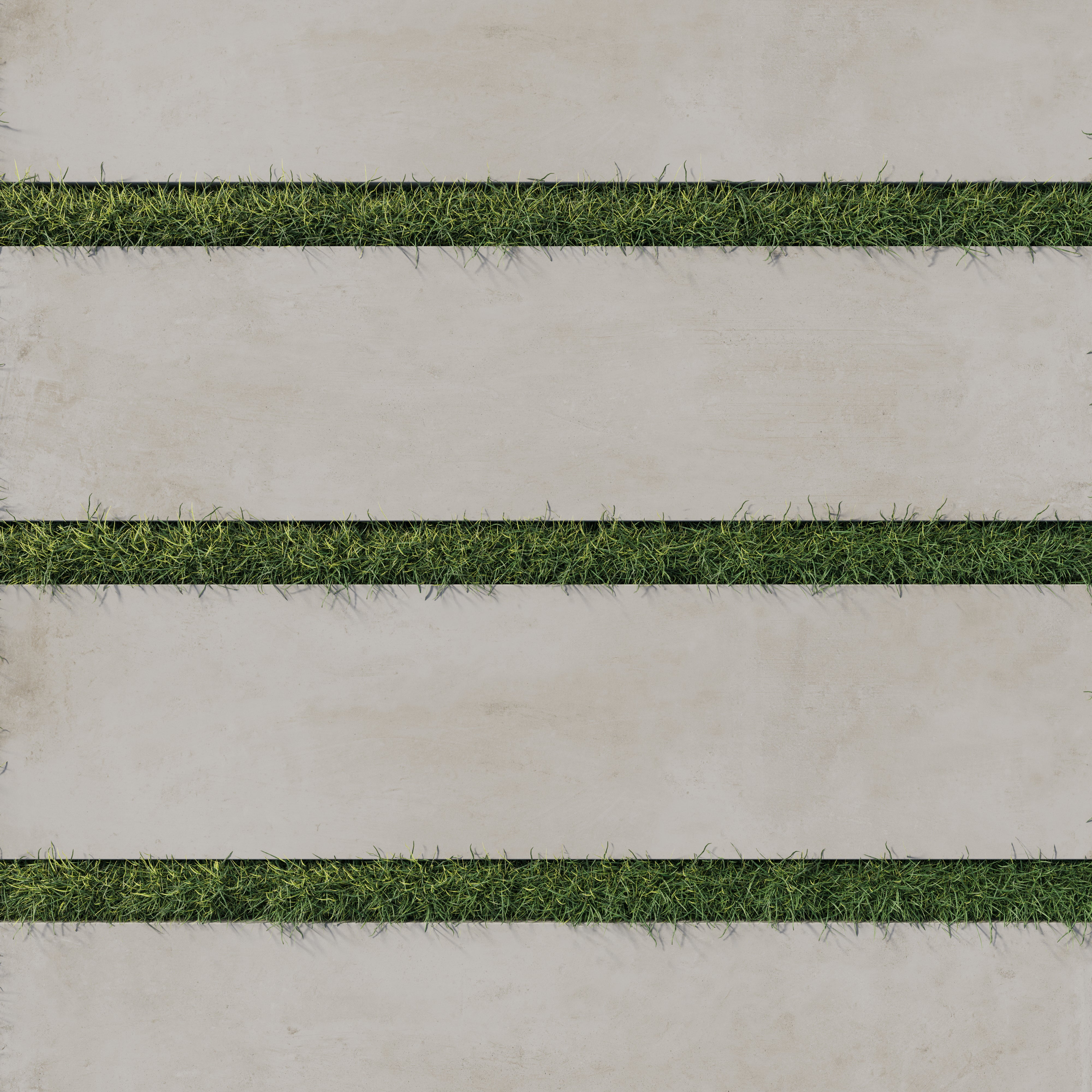 12x48 porcelain pavers in light gray-beige tones, offering a concrete-inspired finish with grassy joints for seamless outdoor integration