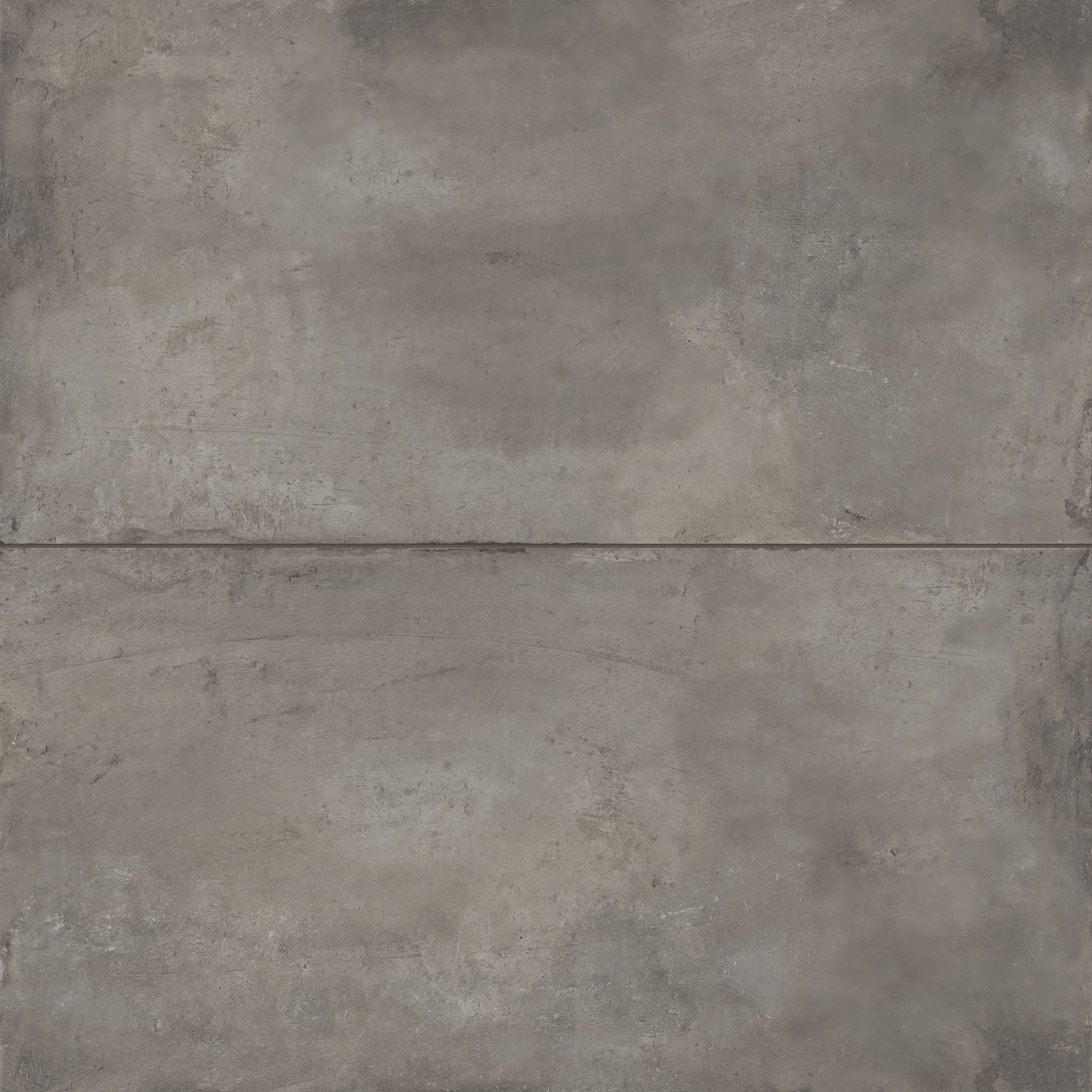 24x48 matte porcelain tiles showcasing deep grayish-brown tones with a moody, weathered concrete texture