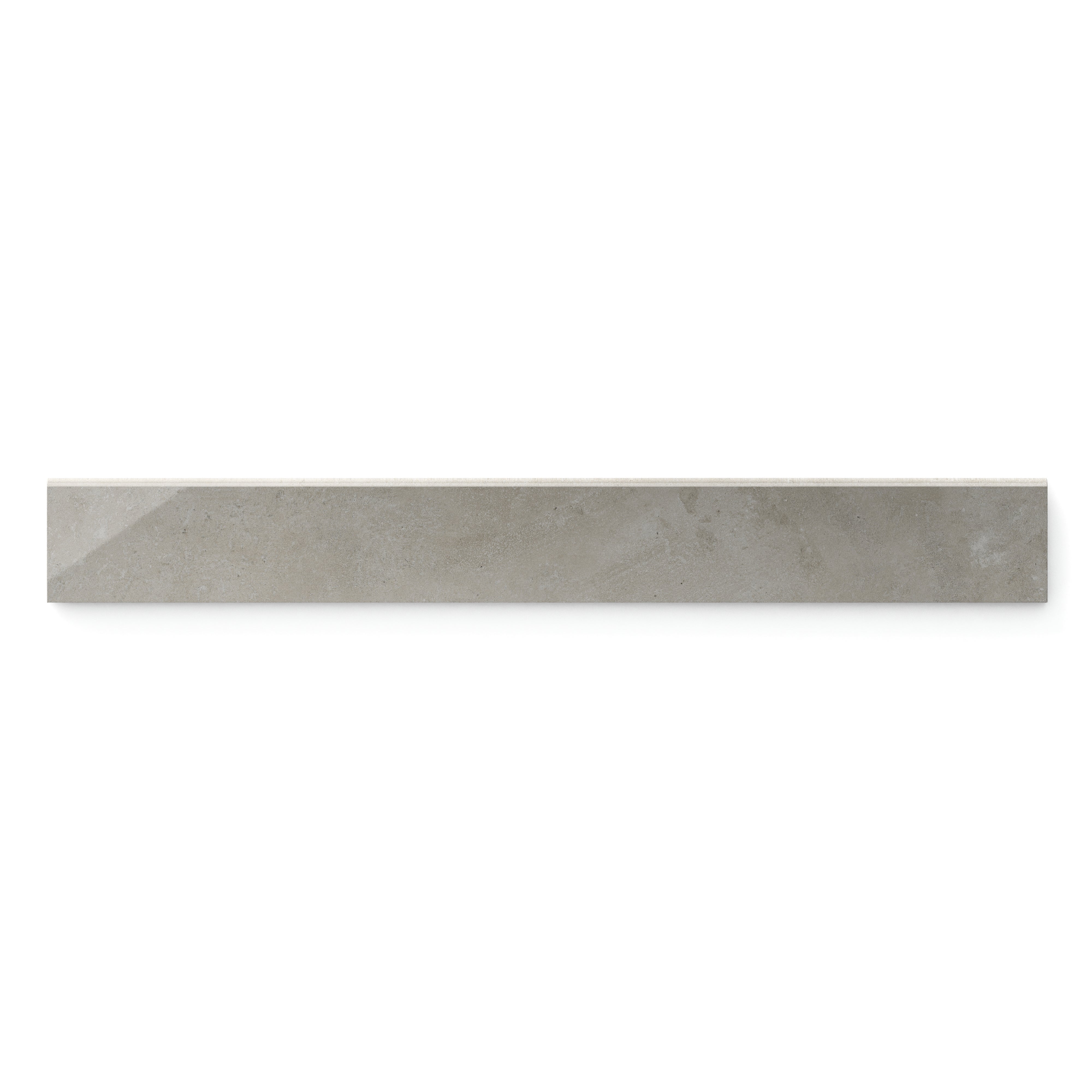 Ramsey 3x24 taupe bullnose tile with a refined, polished finish for sleek edging and modern concrete look design