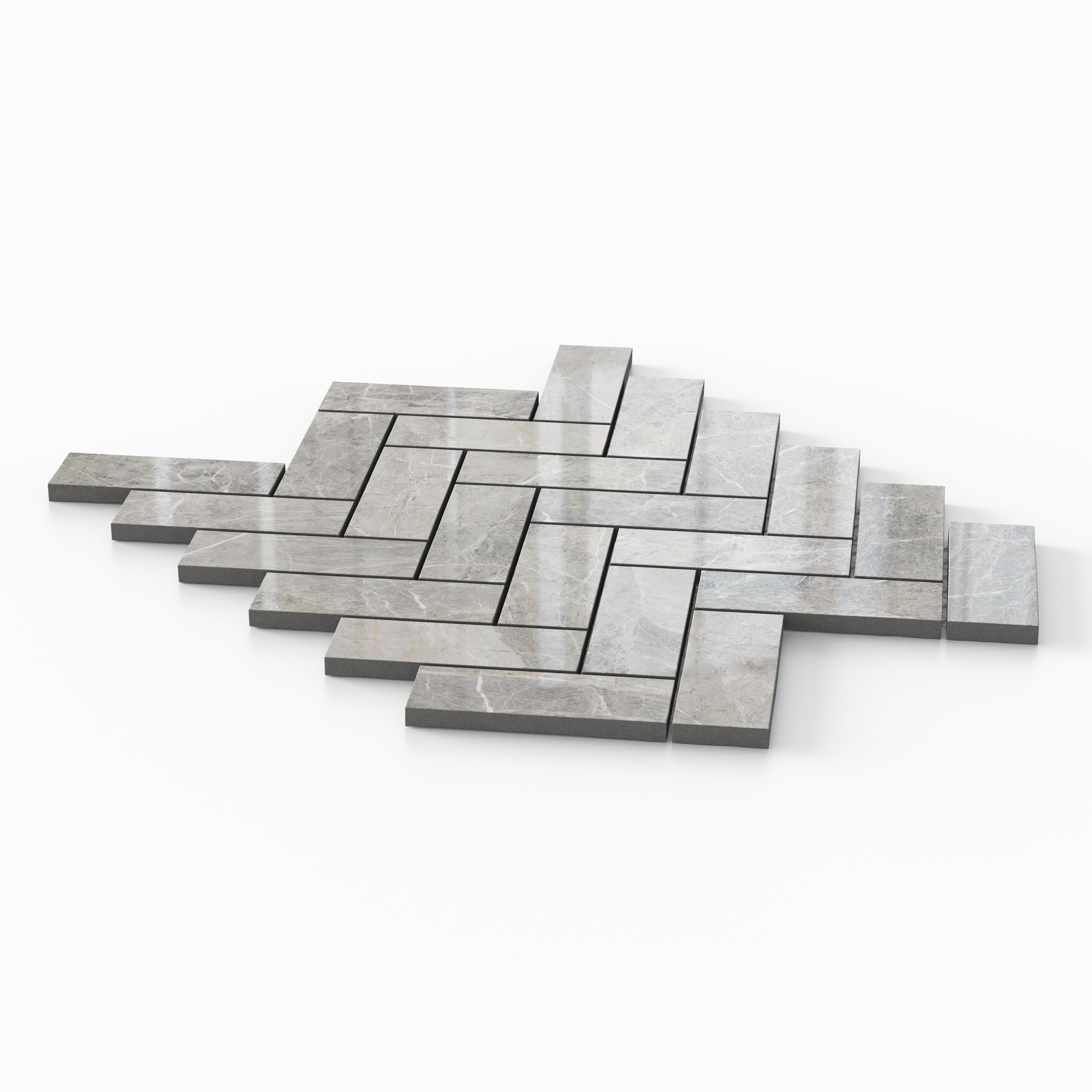 Chantel 12x15 Polished Porcelain Herringbone Mosaic Tile in Imperial