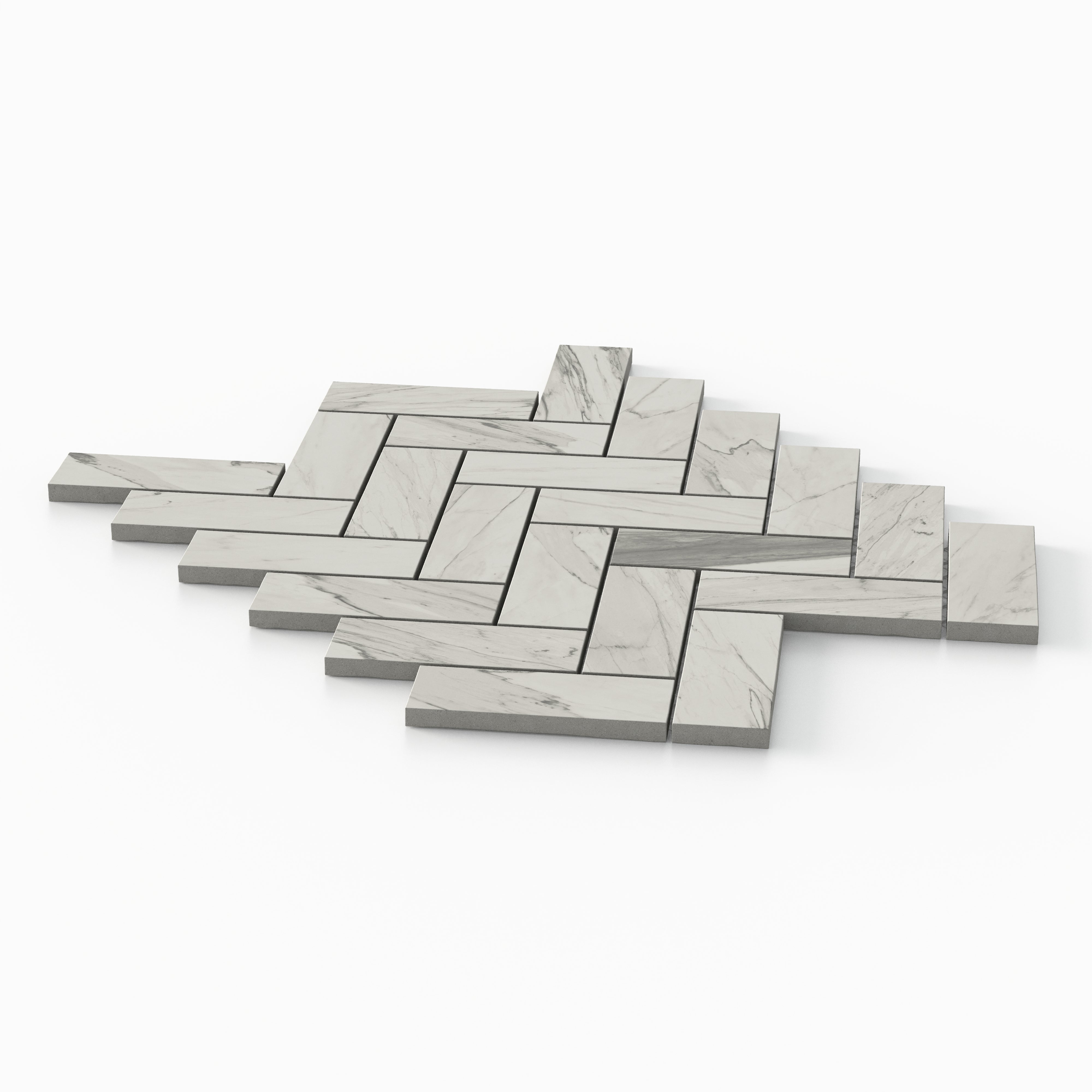 Chantel 12x15 Matte Porcelain Herringbone Mosaic Tile in Apuano