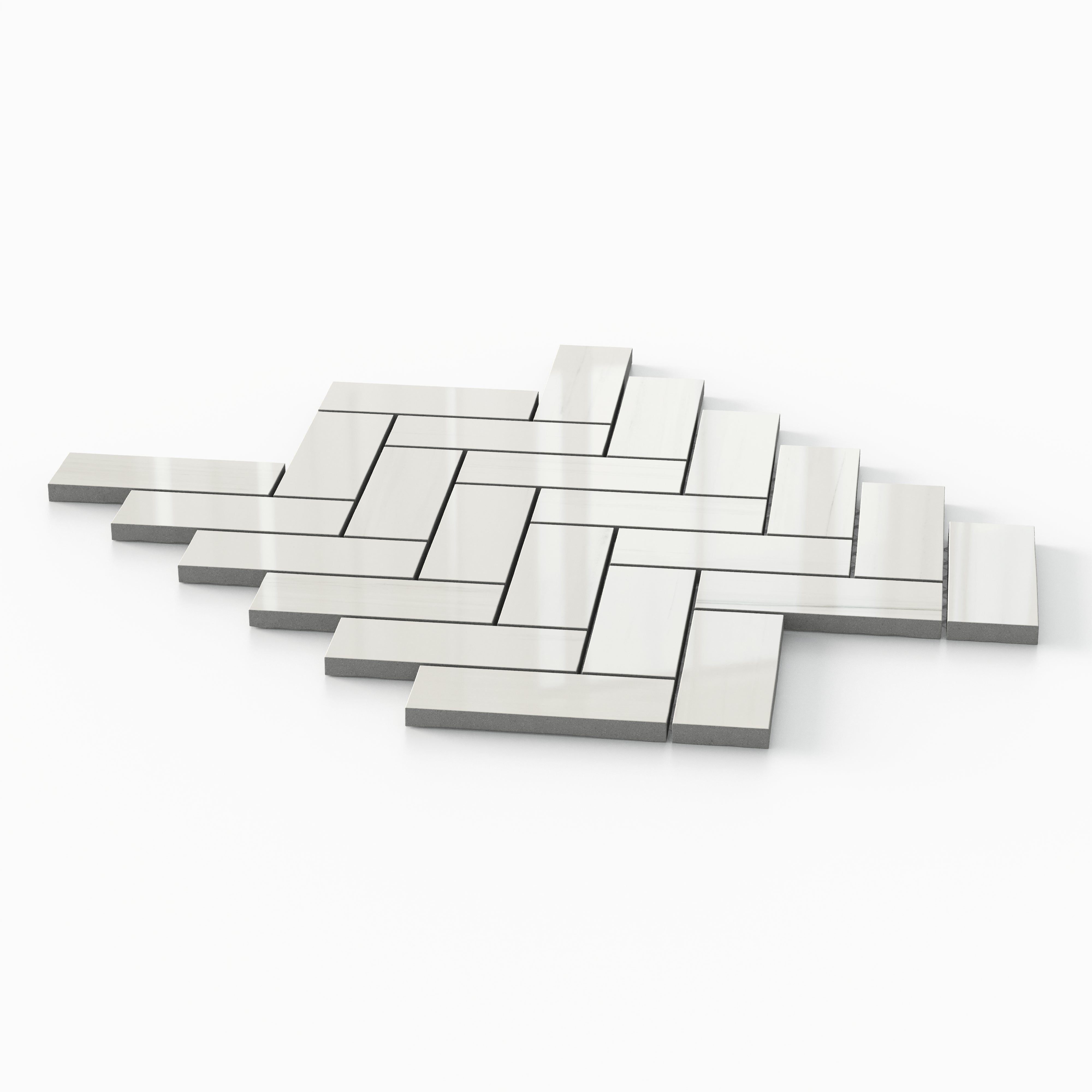 Chantel 12x15 Polished Porcelain Herringbone Mosaic Tile in Dolomite