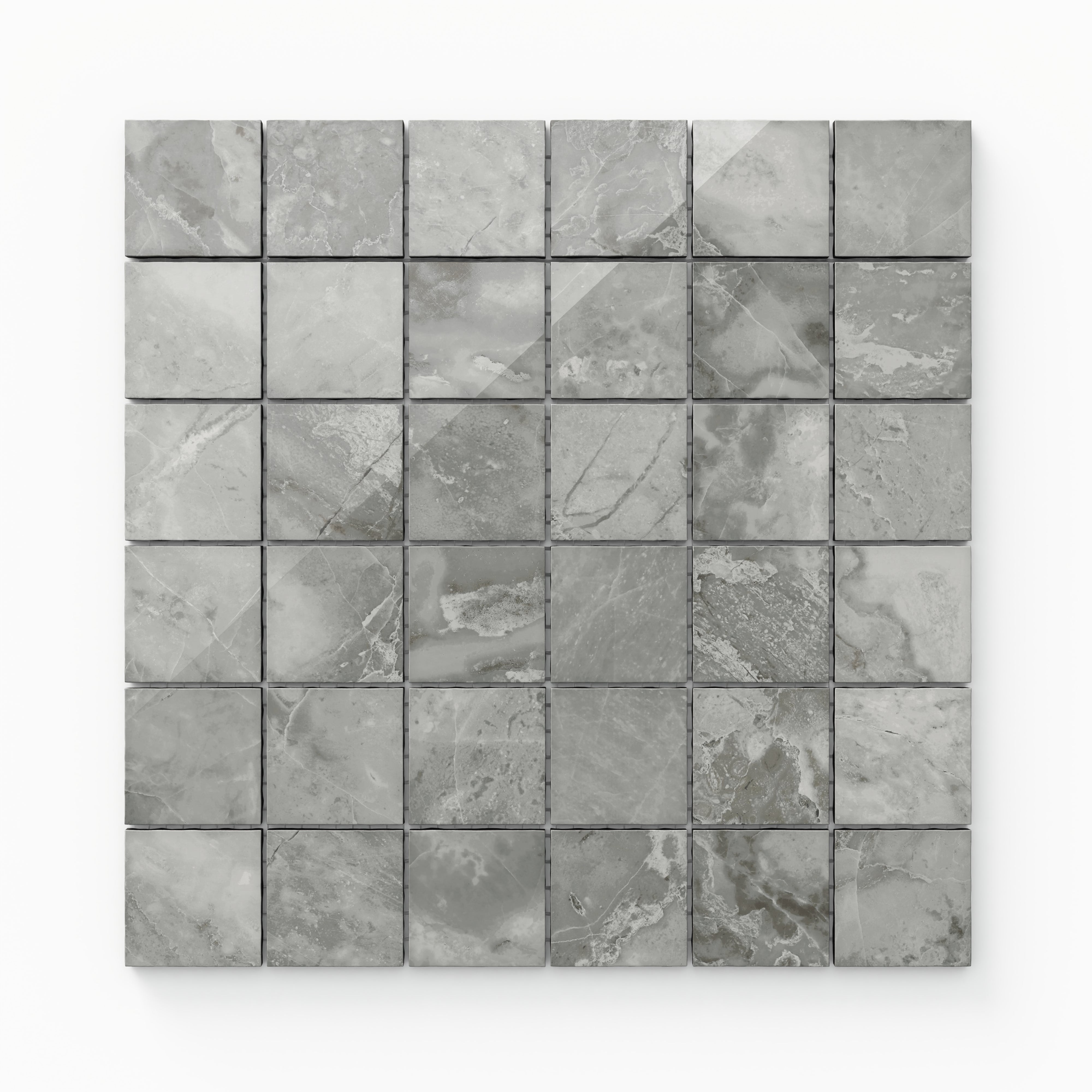 Blair 2x2 Polished Porcelain Mosaic Tile in Oniciata Grey