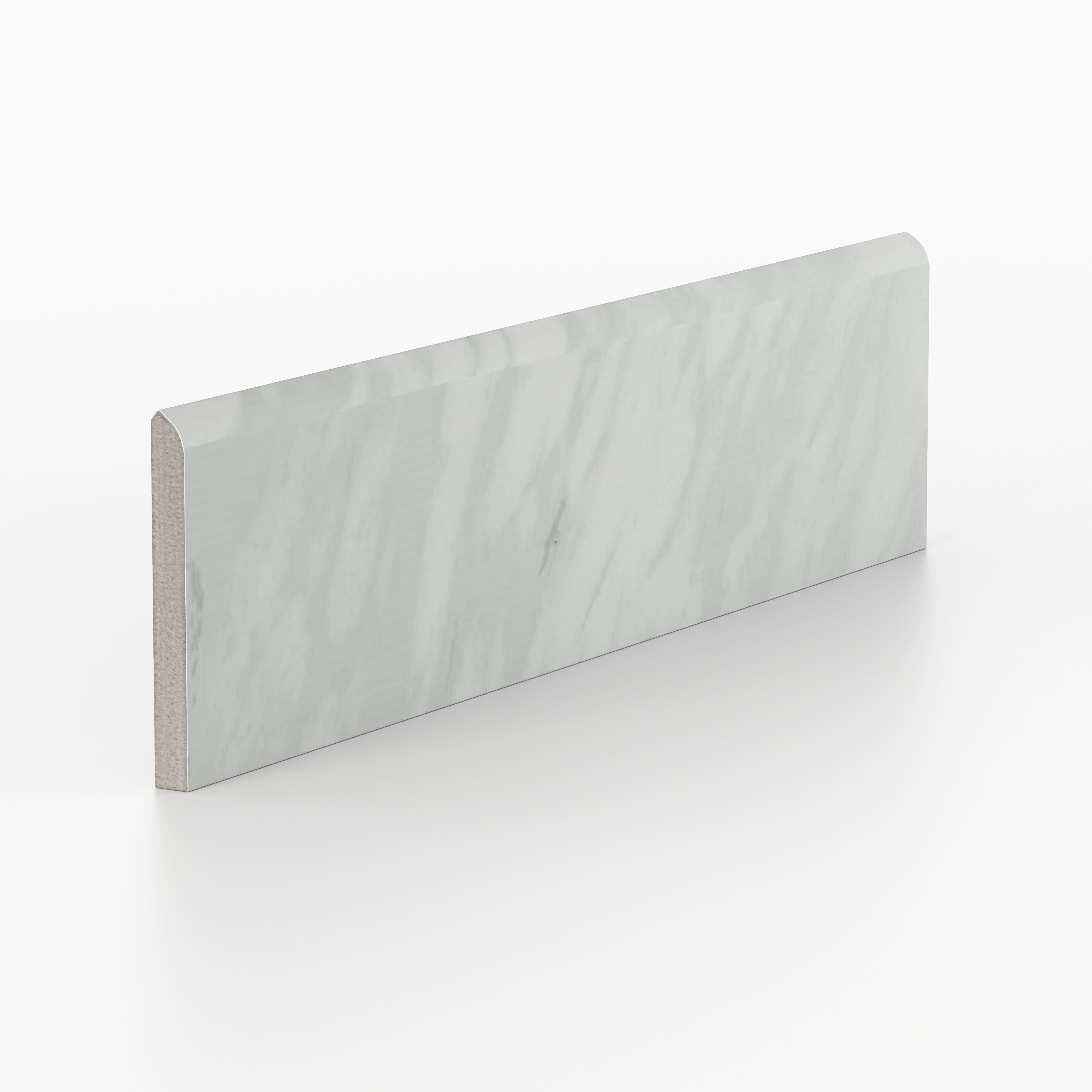 Blair 3x12 Matte Porcelain Bullnose Tile in Volakas White