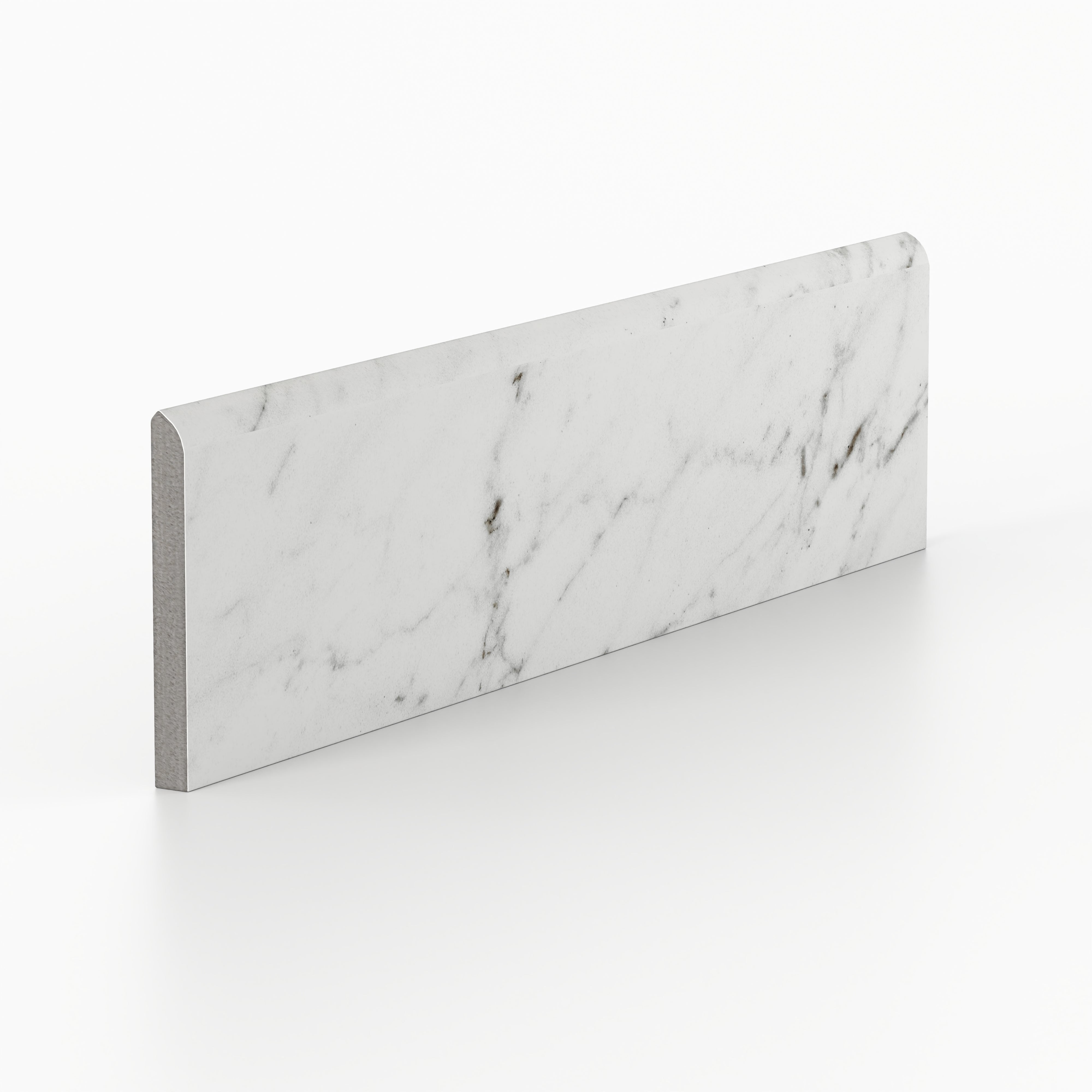 Blair 3x12 Matte Porcelain Bullnose Tile in White Carrara