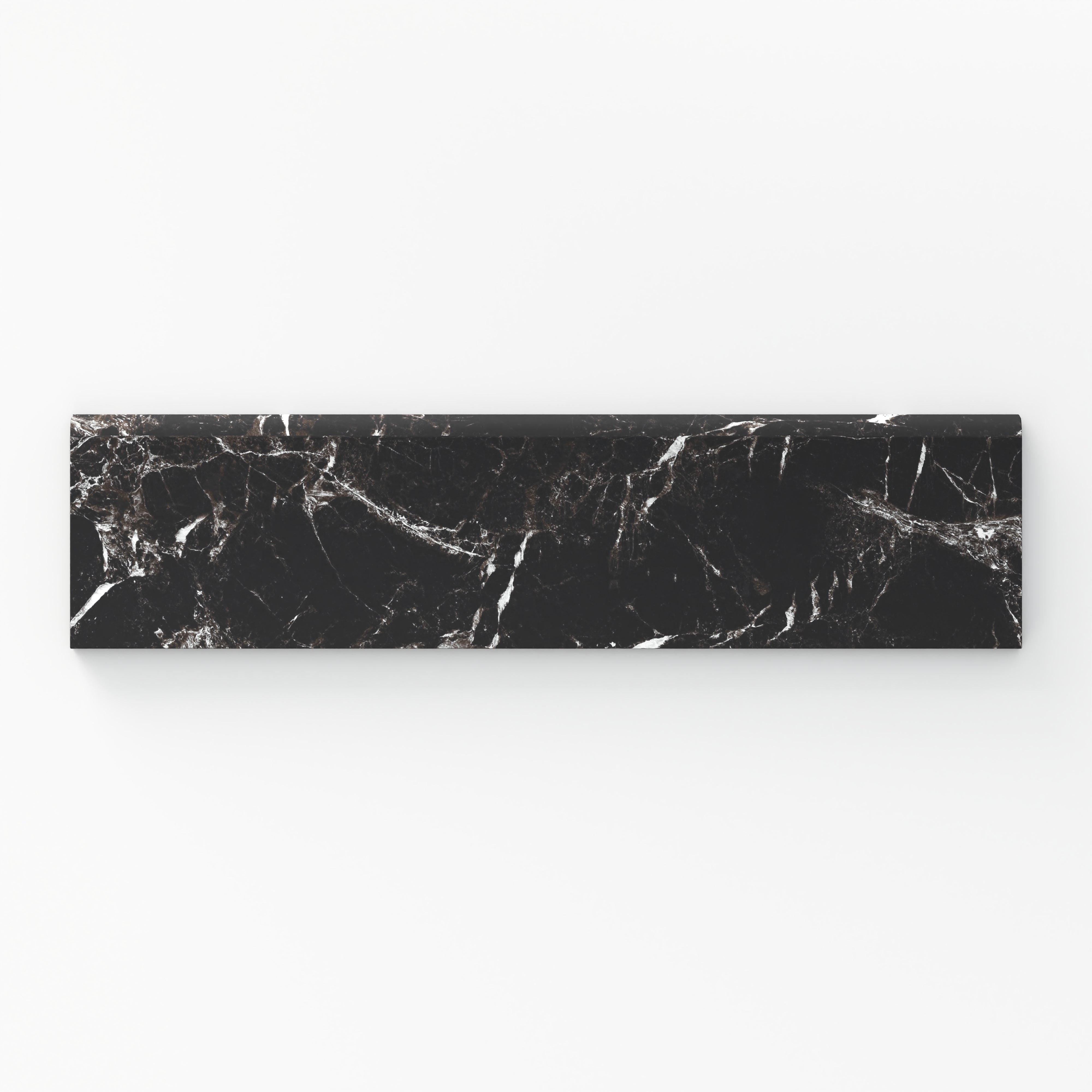 Blair 3x12 Matte Porcelain Bullnose Tile in Marmo Black