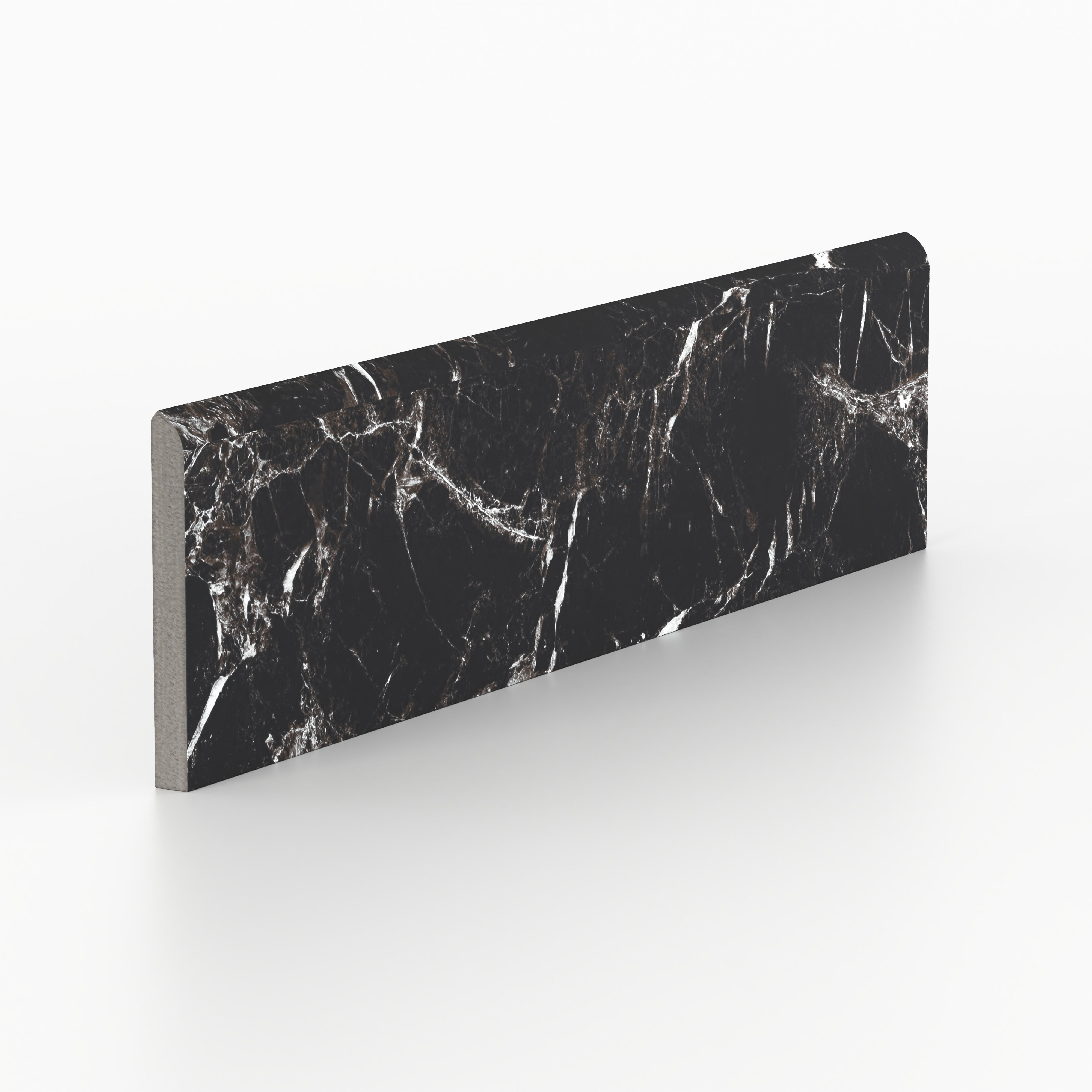 Blair 3x12 Matte Porcelain Bullnose Tile in Marmo Black