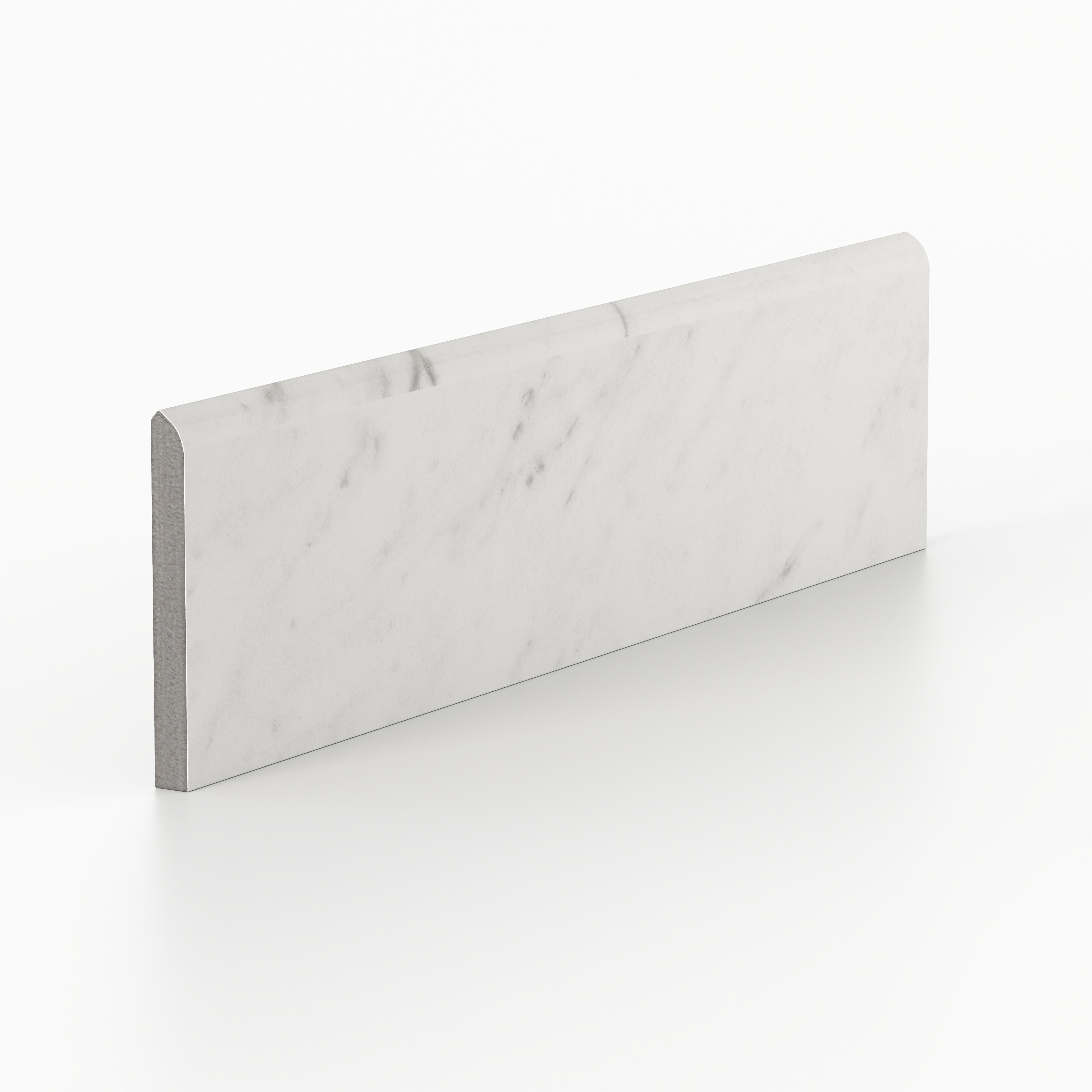 Blair 3x12 Polished Porcelain Bullnose Tile in White Carrara