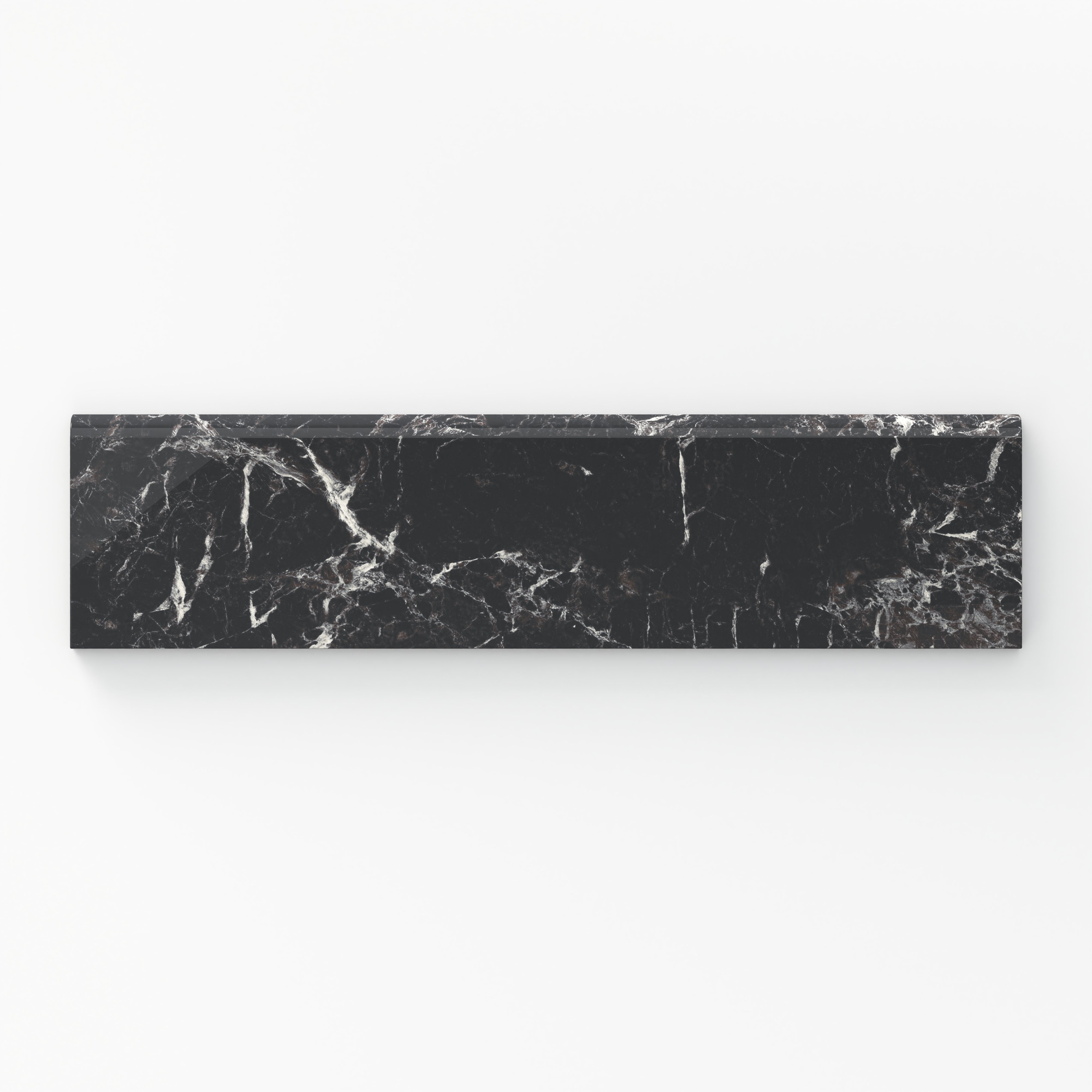 Blair 3x12 Polished Porcelain Bullnose Tile in Marmo Black