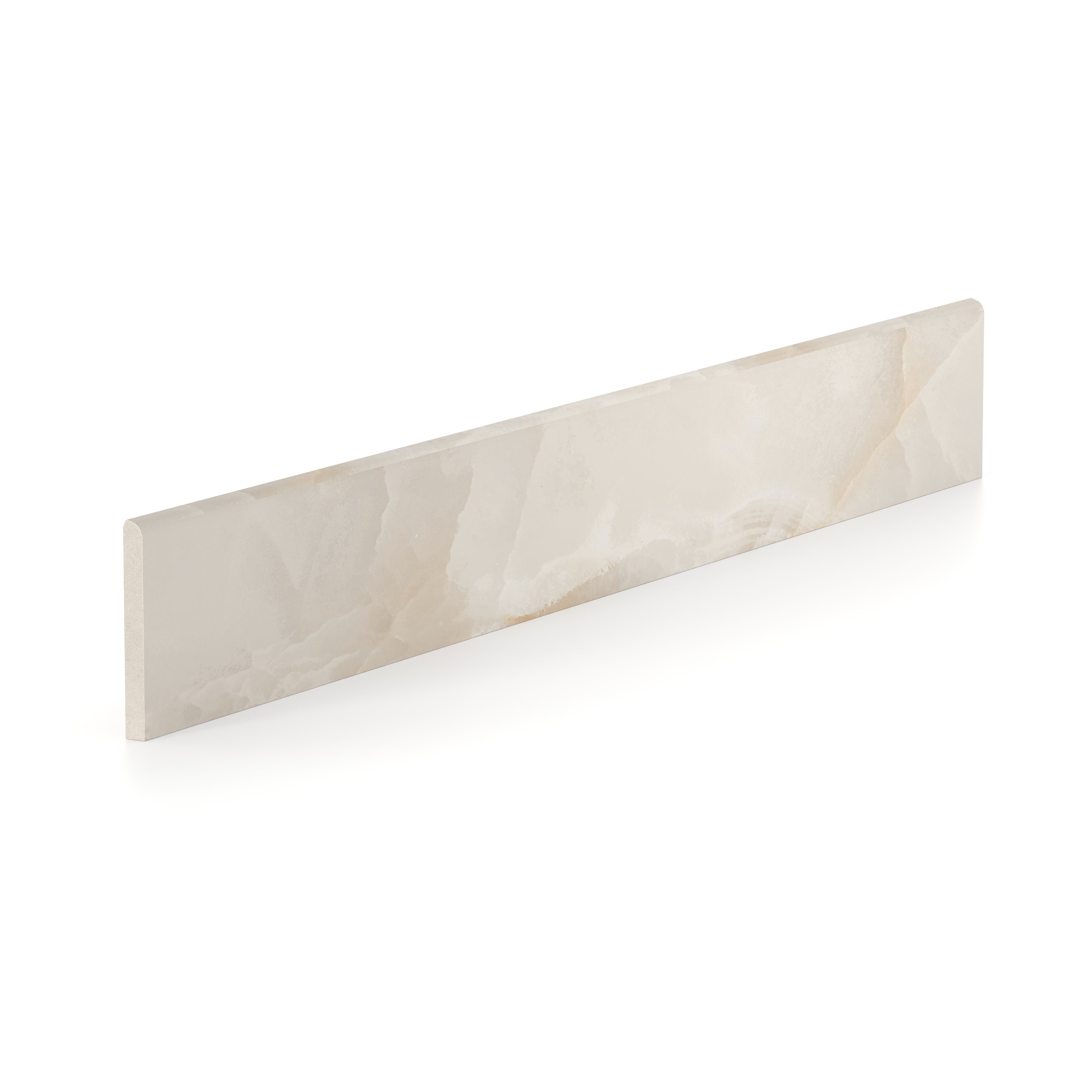 Astrid 3x24 Polished Porcelain Bullnose Tile in Sand