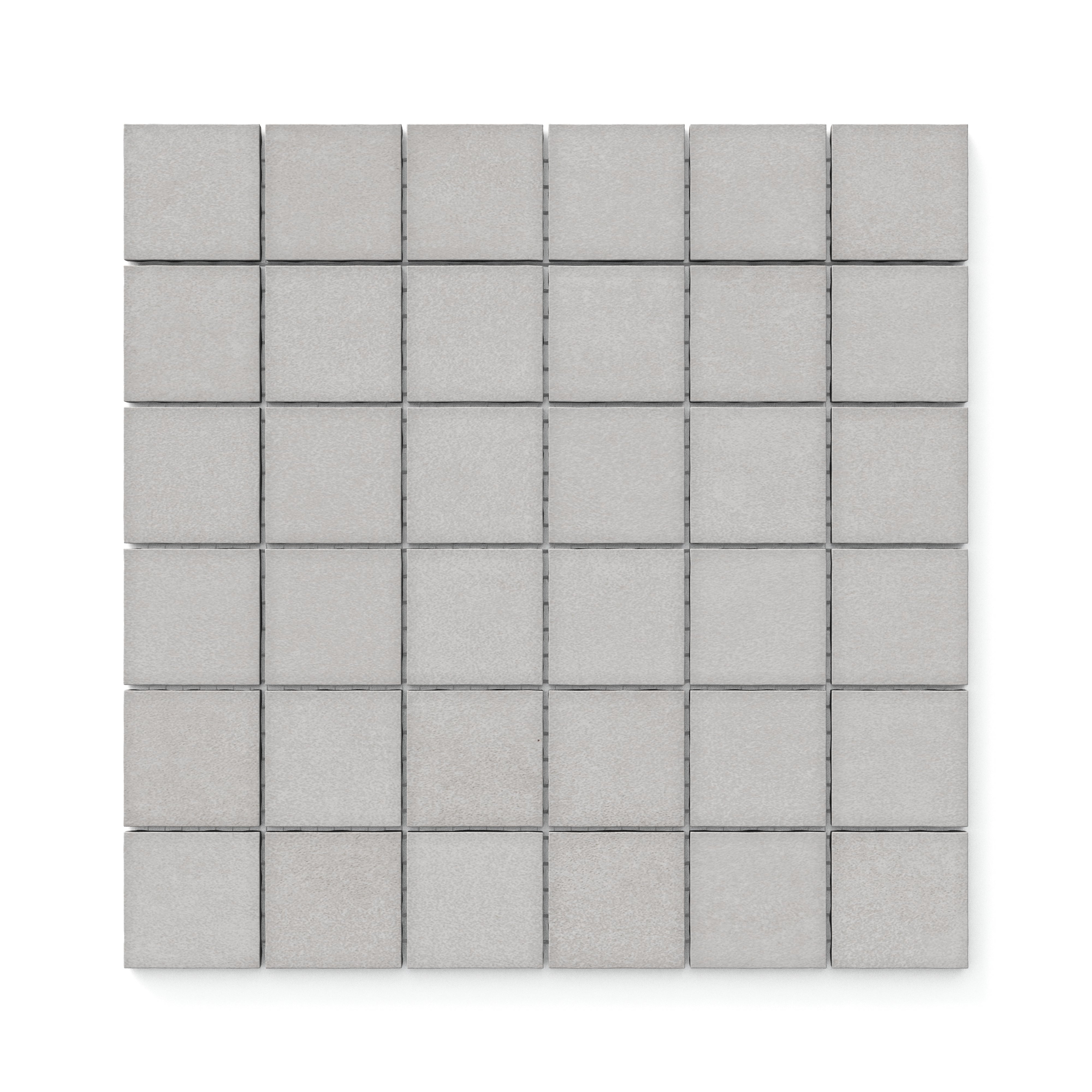 Subtle fog-toned 2x2 mosaic tiles in a matte finish, offering a refined blend of soft grays perfect for modern and minimalist spaces.