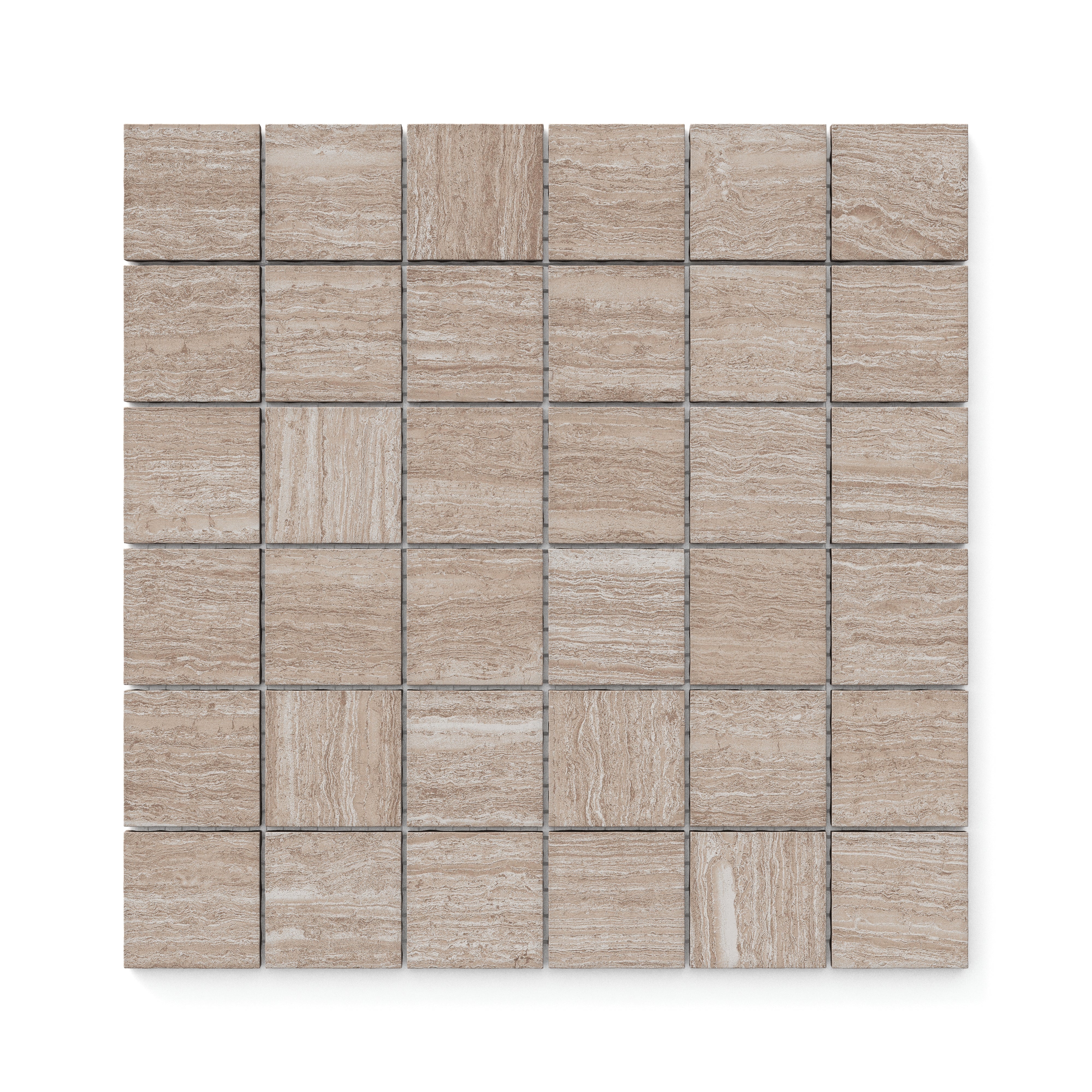 Hendrix Almond 2x2 Mosaic Matte tile in warm almond hues with a matte surface, designed to bring a refined touch to any space.
