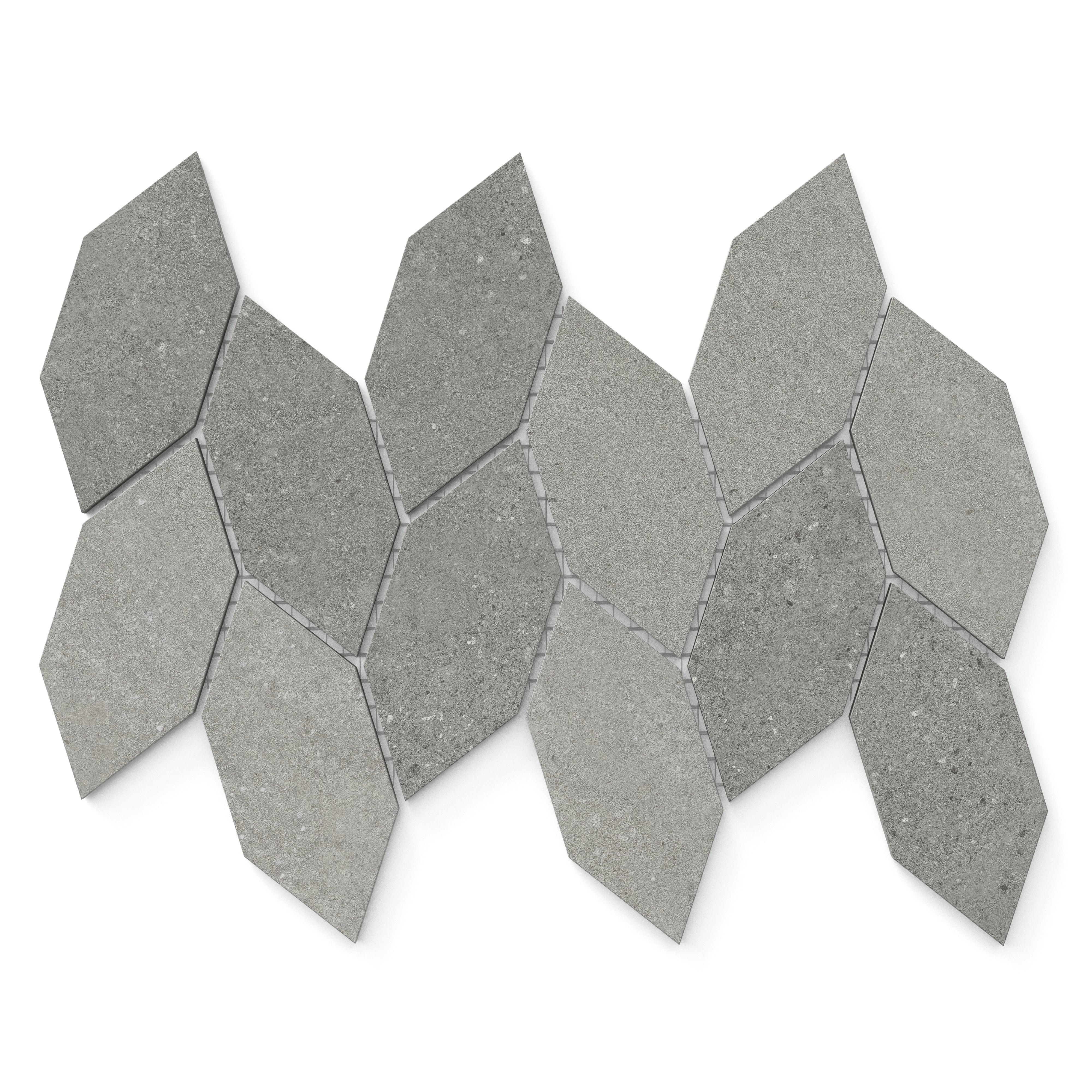 Shea 12.5x15 Matte Porcelain Leaf Mosaic Tile in Cool Blend