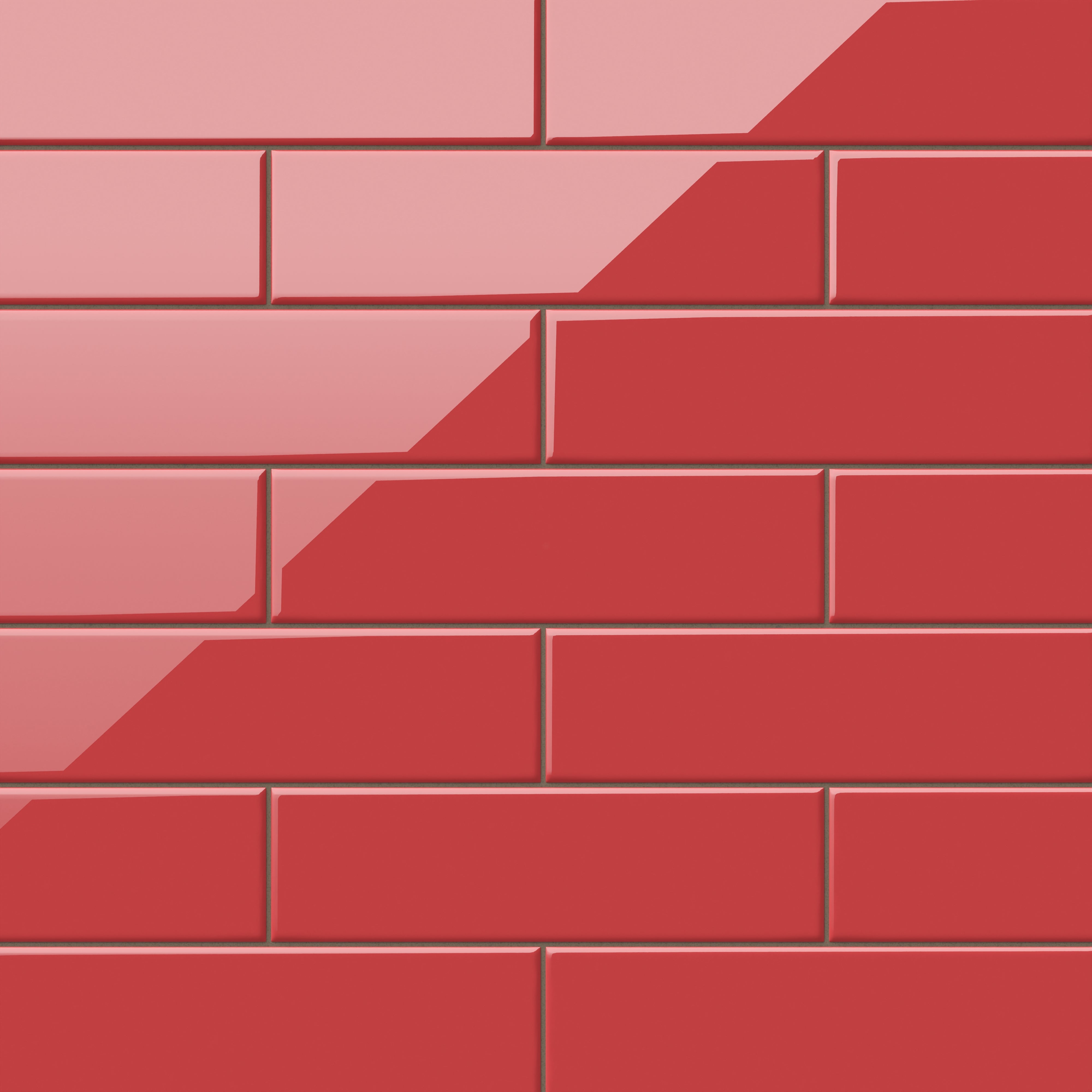 Polly Red 3x10 glossy ceramic tiles offer a bold and energetic statement, featuring a reflective finish ideal for adding vibrant charm to modern interiors.