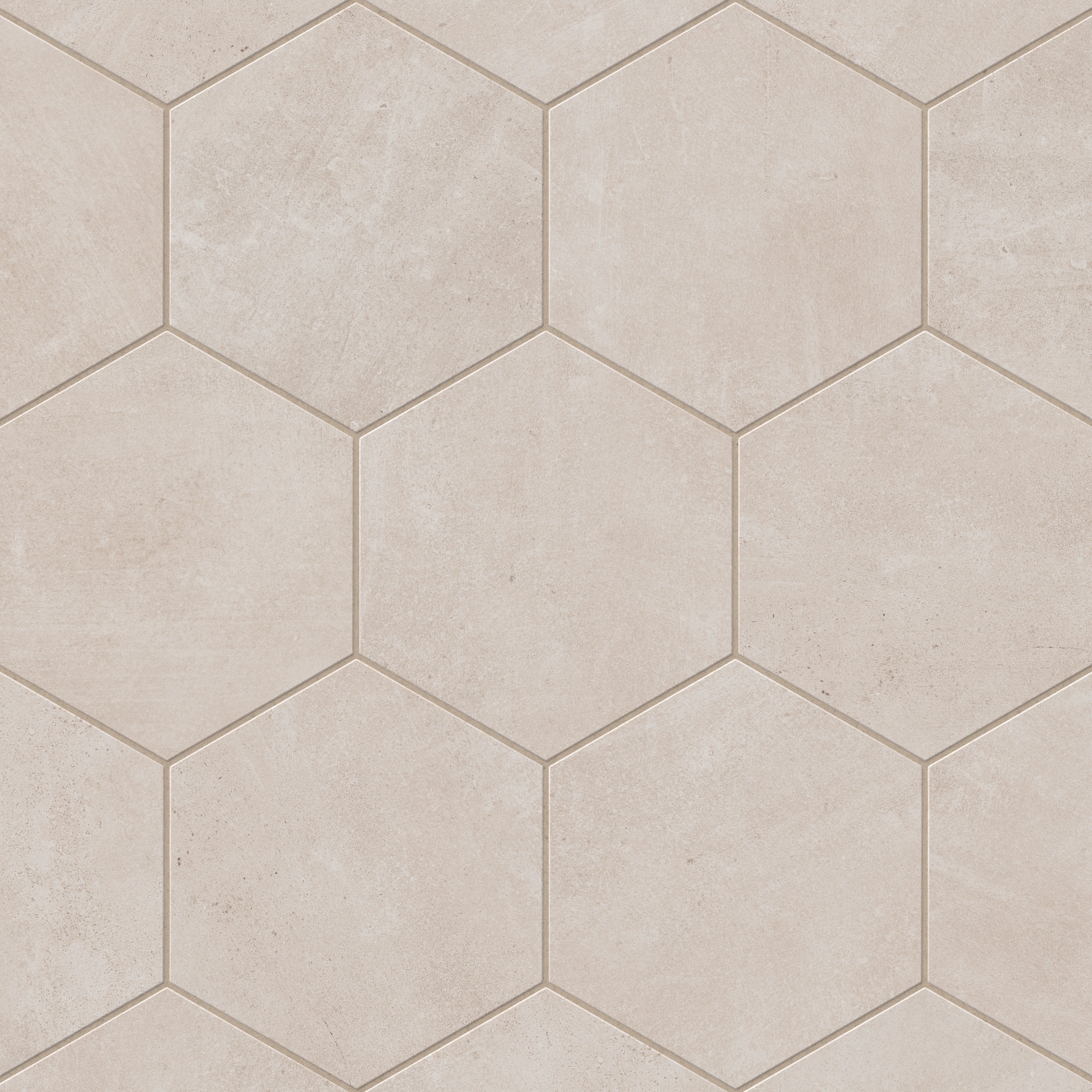 Elegant hexagonal tiles in a soft beige shade with a matte finish, offering a modern yet timeless aesthetic for any space