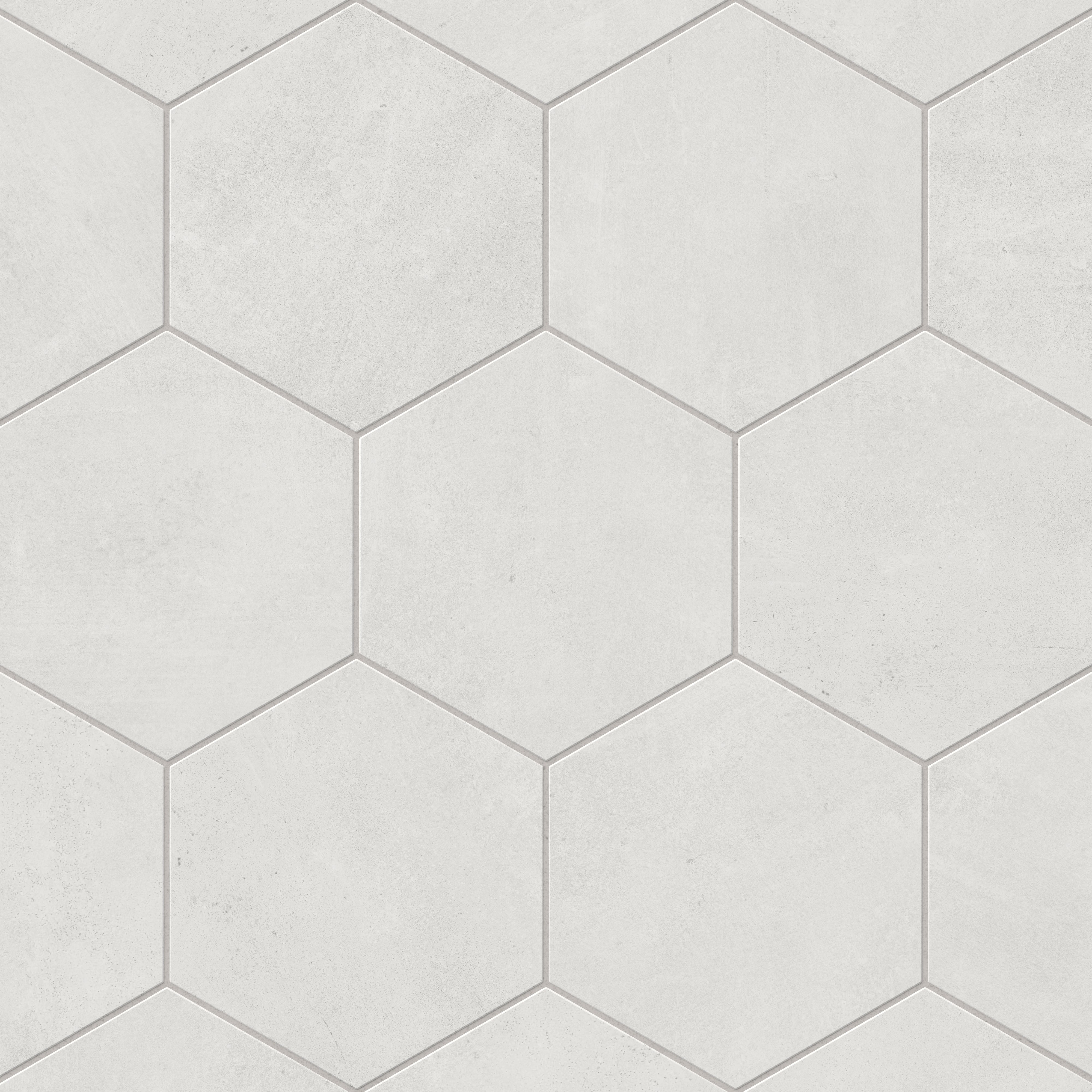 Light grey hexagon tile in a matte finish, delivering a crisp and modern touch ideal for contemporary spaces