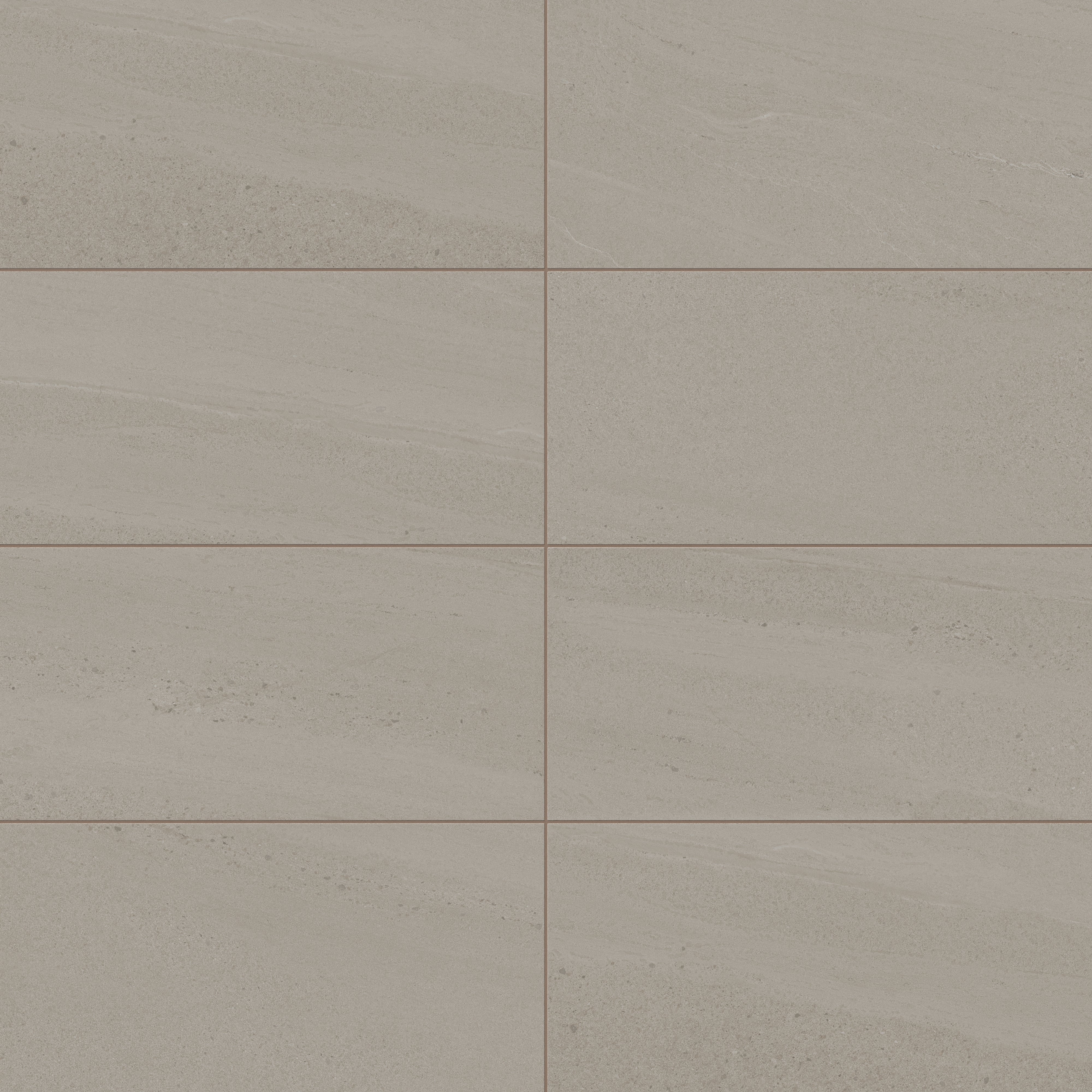 Bryce Greige 12x24 Satin Porcelain Tile featuring a soft greige tone with subtle linear textures, perfect for contemporary spaces.