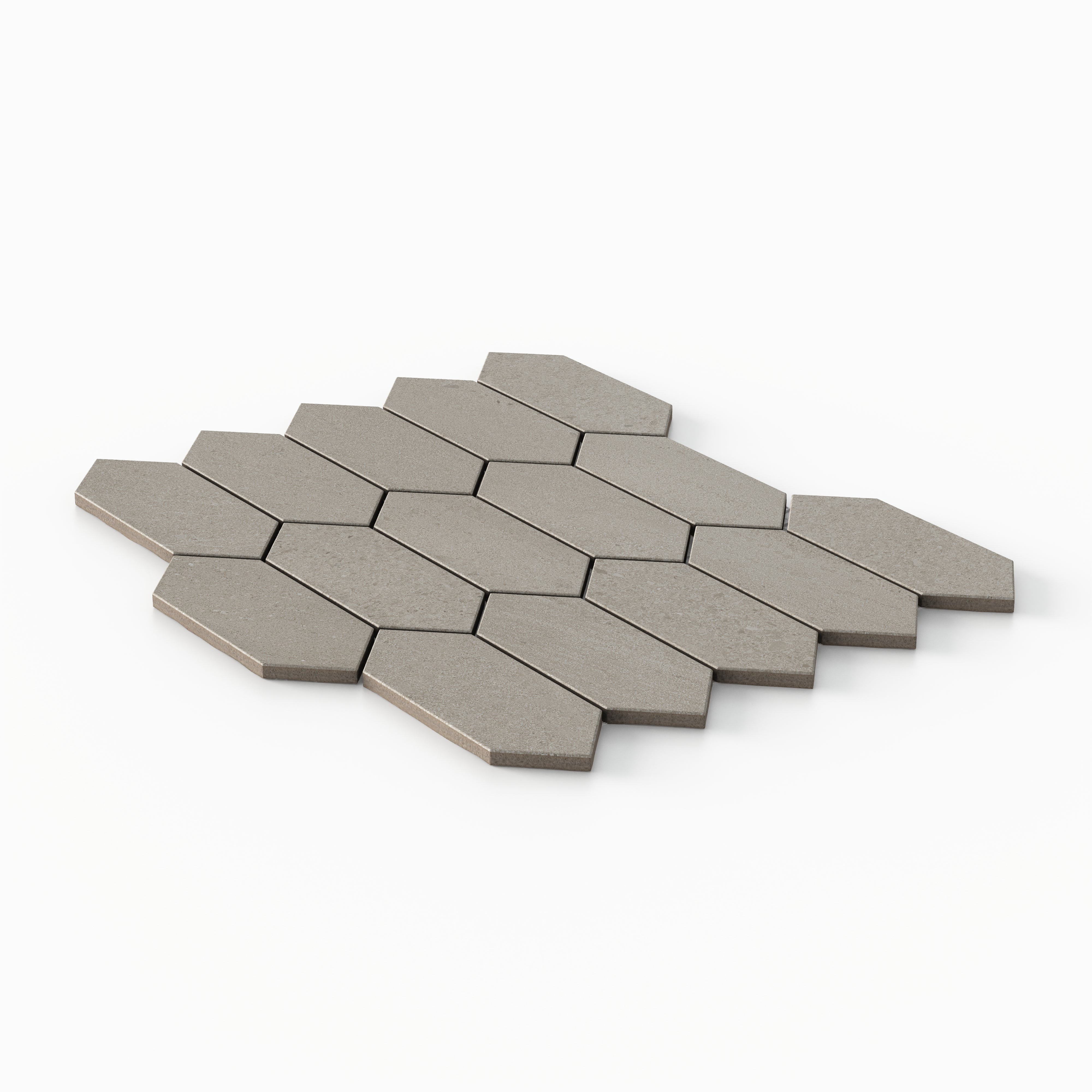 Bryce 2x5 Satin Ceramic Picket Mosaic Tile in Greige