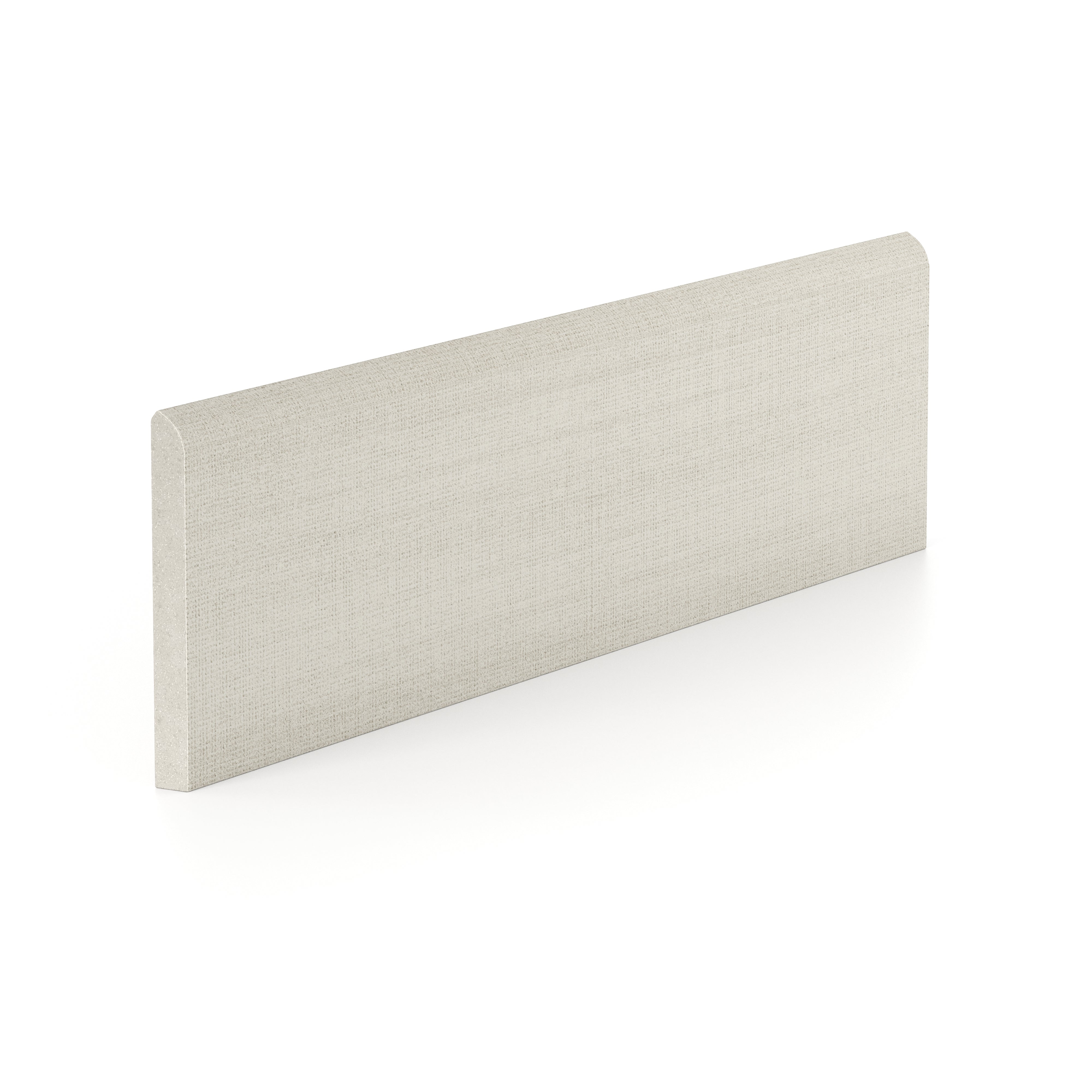 Riley 3x12 Matte Porcelain Bullnose Tile in Linen Pattern Bone