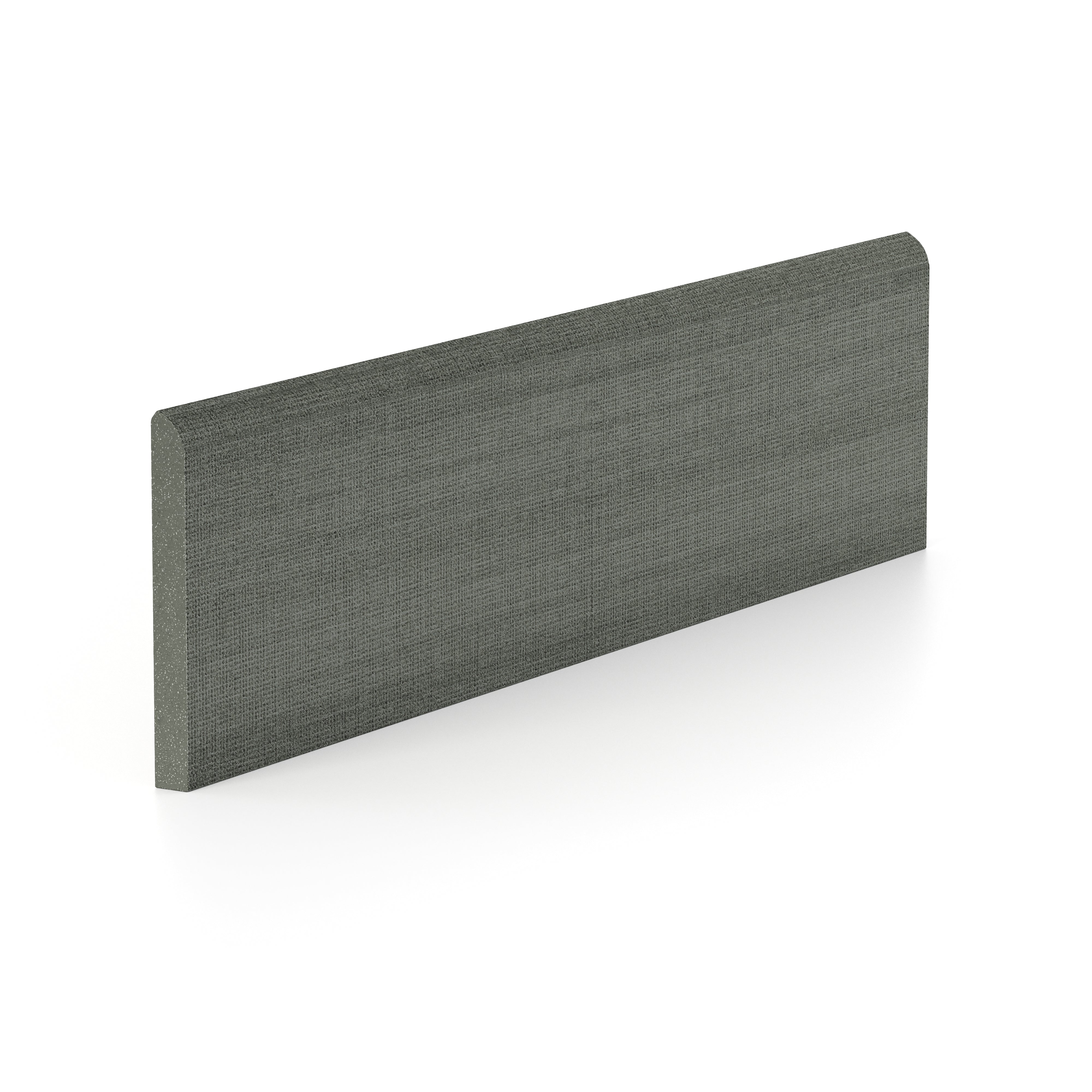 Riley 3x12 Matte Porcelain Bullnose Tile in Linen Pattern Charcoal