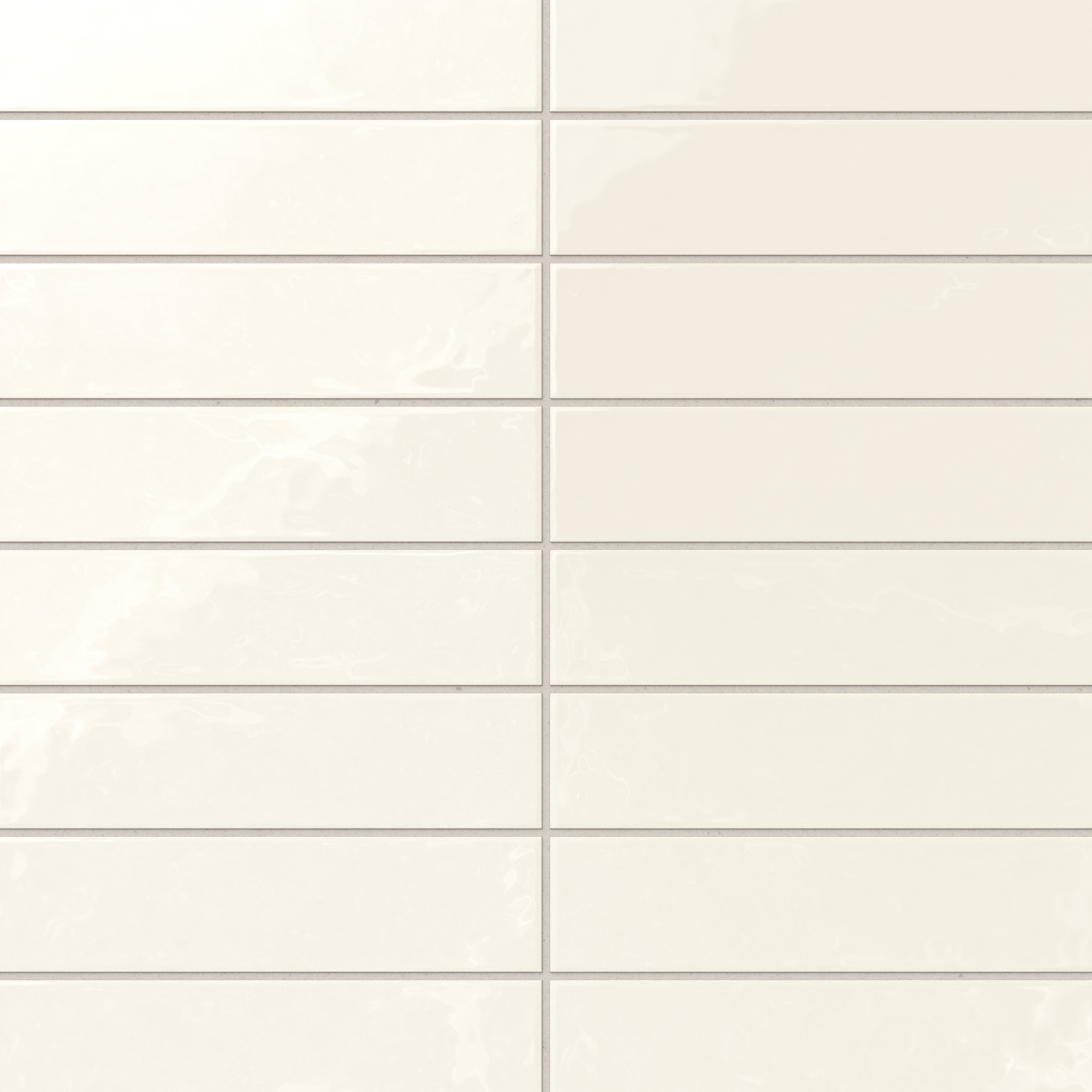 Madilyn 3x12 glossy ceramic tile in soft cream, featuring a smooth, reflective finish that adds warmth and elegance to interiors.