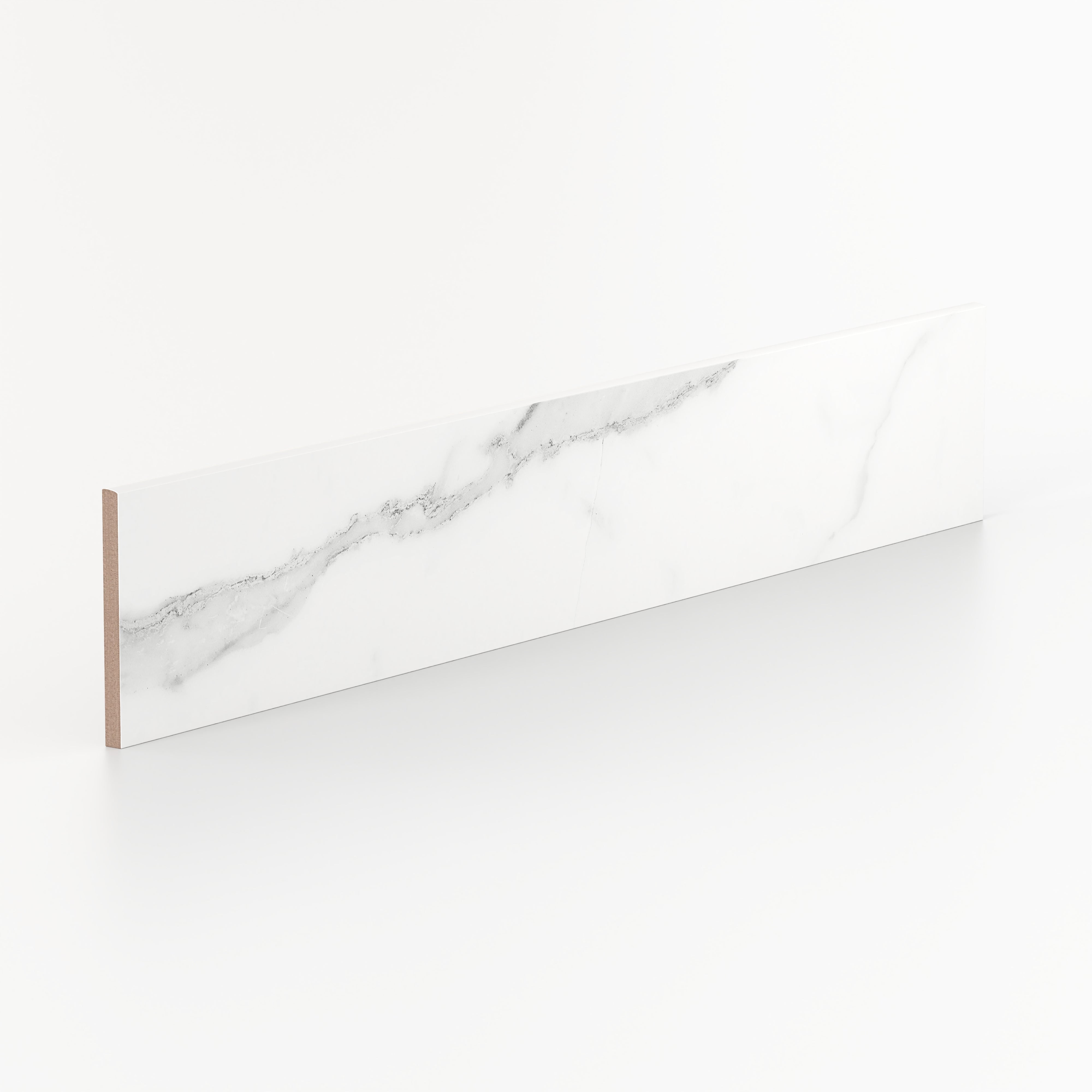 Julianna 4x24 Polished Porcelain Bullnose Tile in Carrara