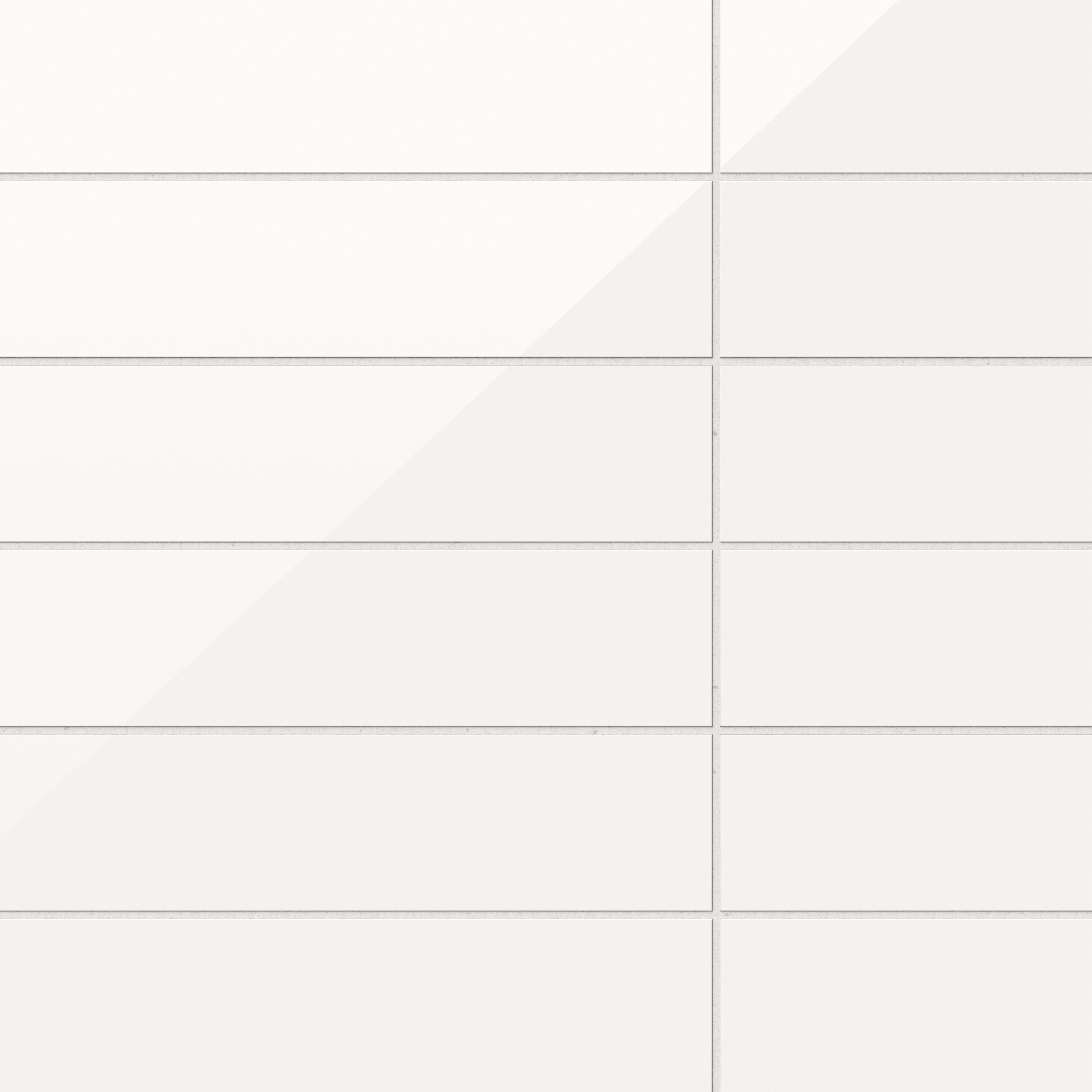 Glossy Kinsley 4x16 ceramic tile in cloud, showcasing a radiant white finish for sleek, modern designs.