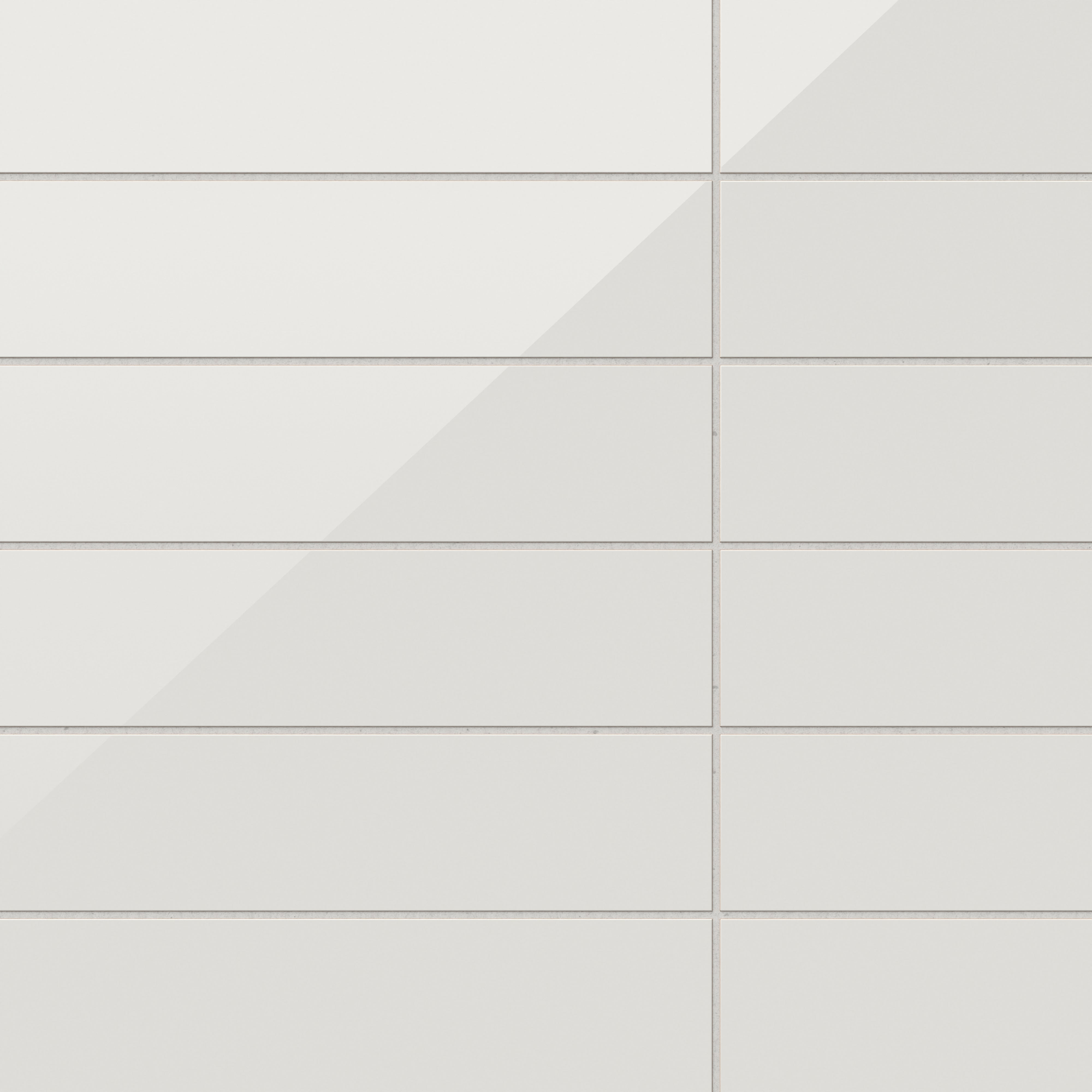 Kinsley 4x16 glossy ceramic tiles in a serene fog shade, offering a sleek, reflective surface for a modern and sophisticated touch.