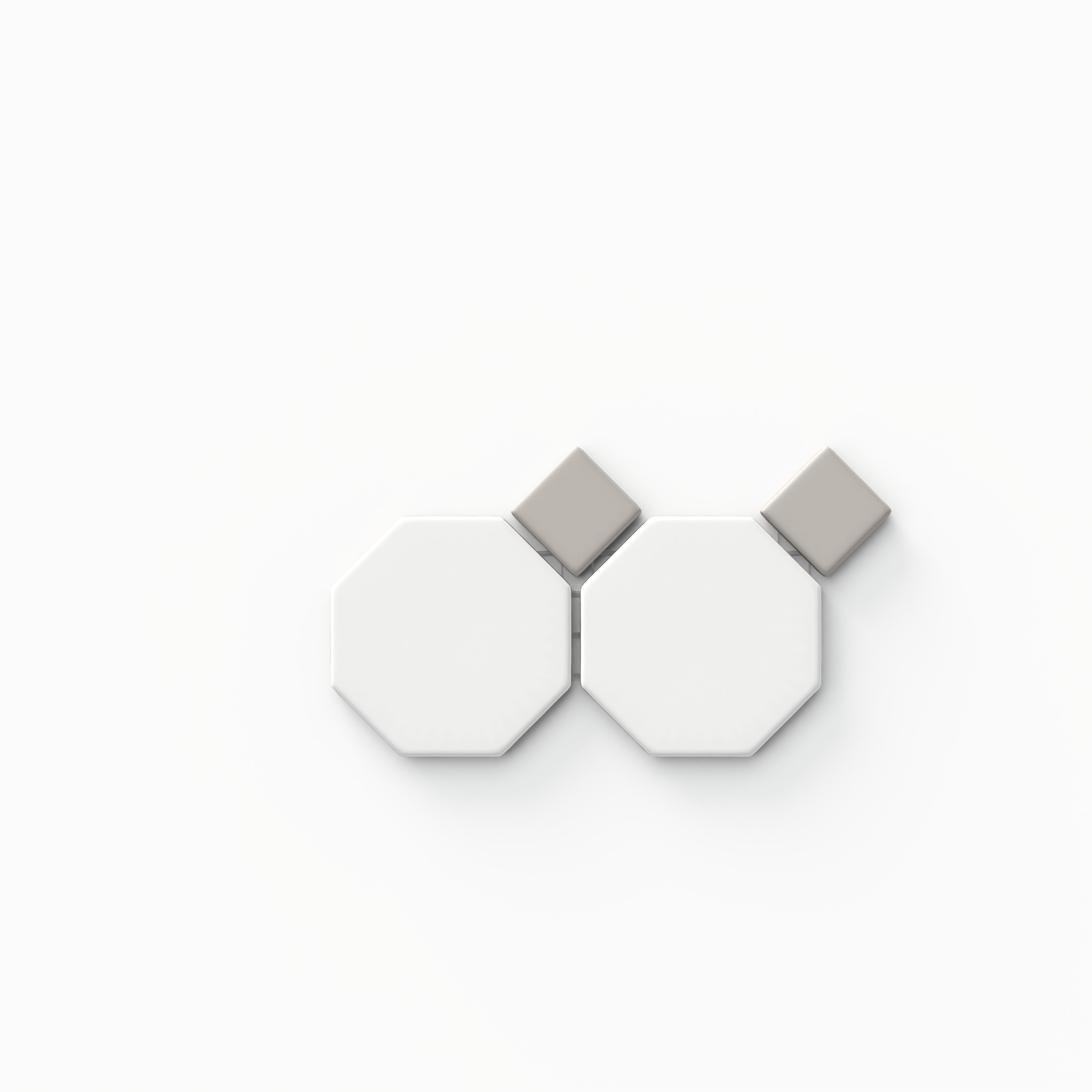 Quinn 12x12 Matte Porcelain Octagon Mosaic Tile in Grey & White Sample