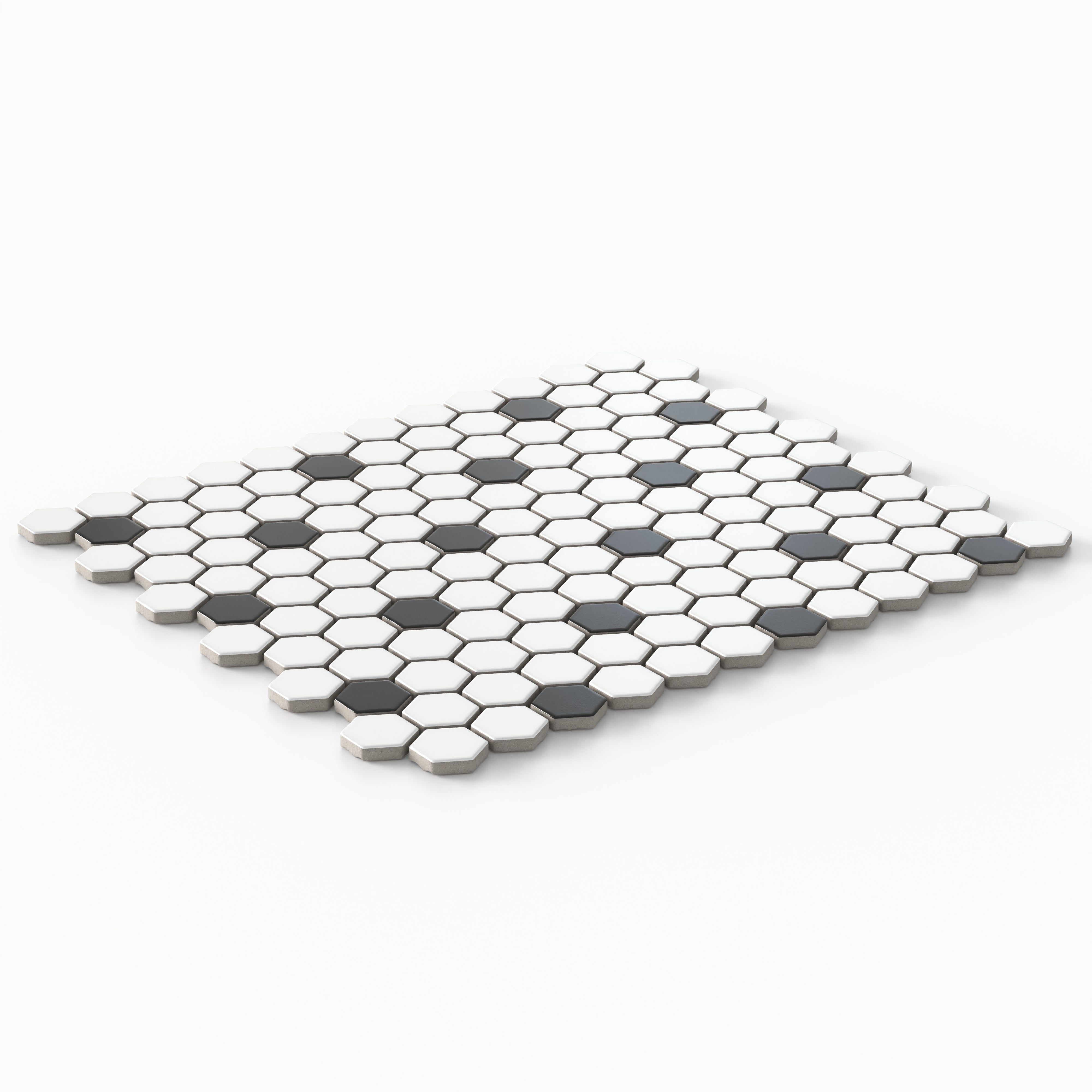 Quinn 12x12 Matte Porcelain 1x1 Hexagon Mosaic Tile in Black & White
