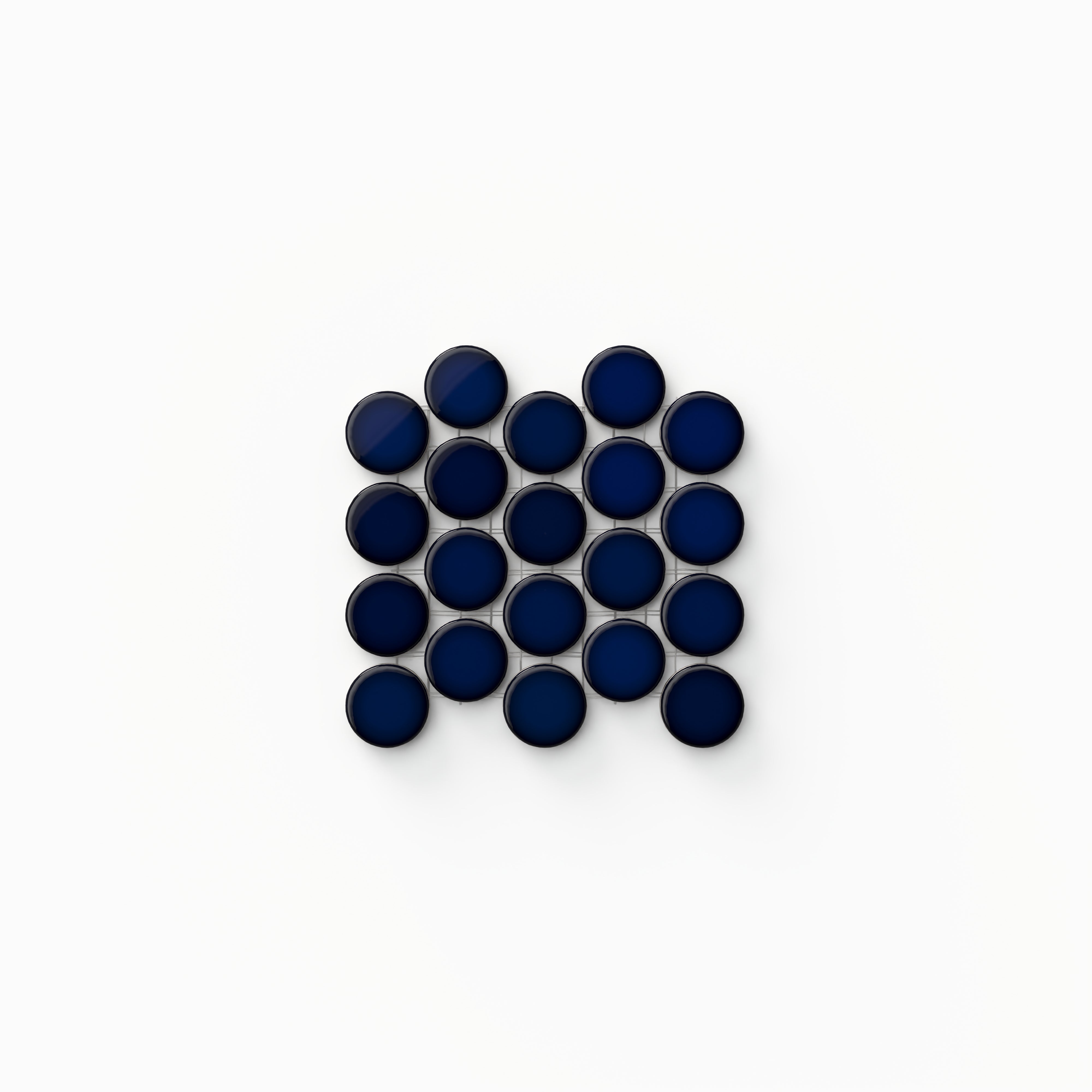 Ollie 3/4x3/4 Bright Porcelain Mosaic Penny Round Tile in Blue Sample