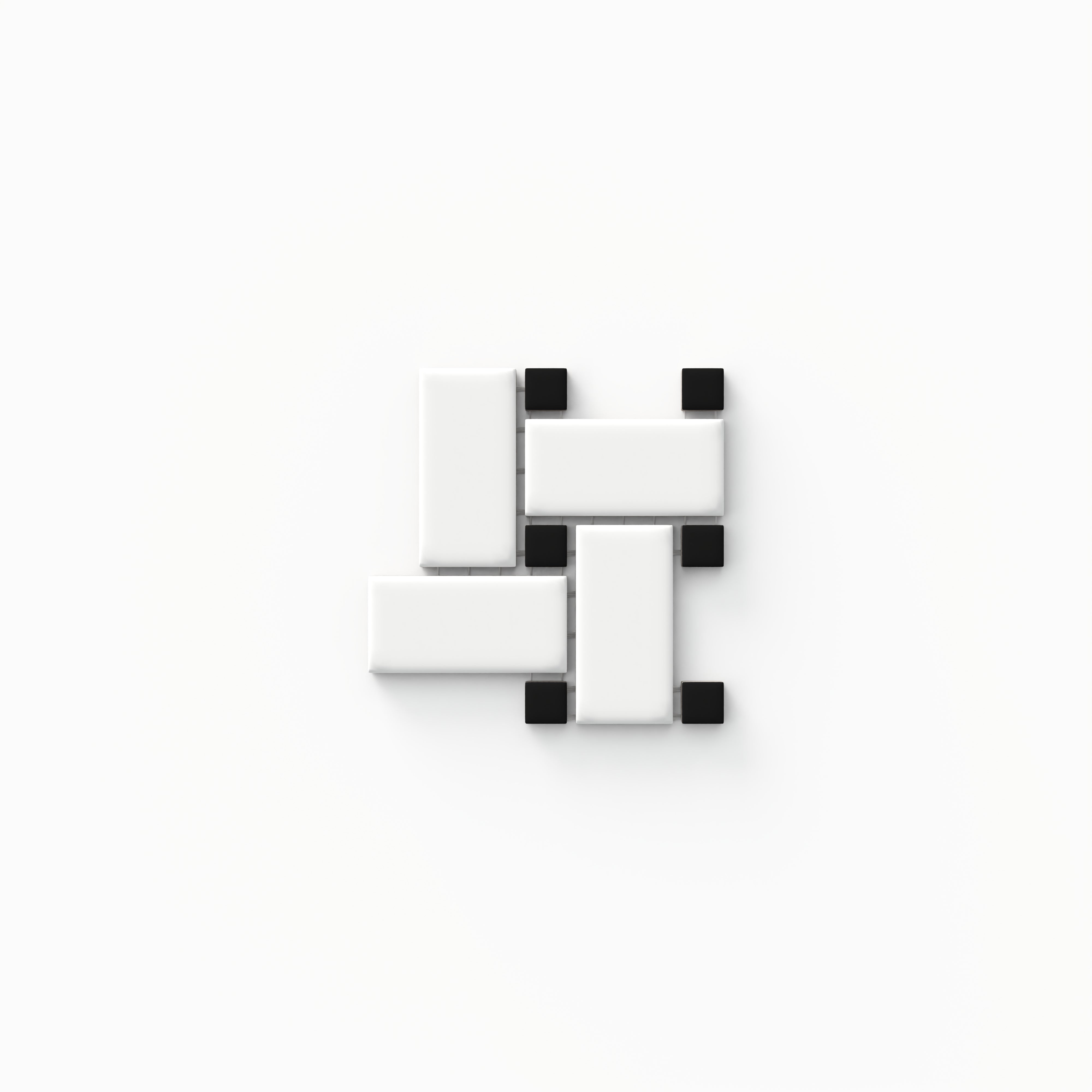 Quinn 12x12 Matte Porcelain Basket Weave Mosaic Tile in Black & White Mix Sample