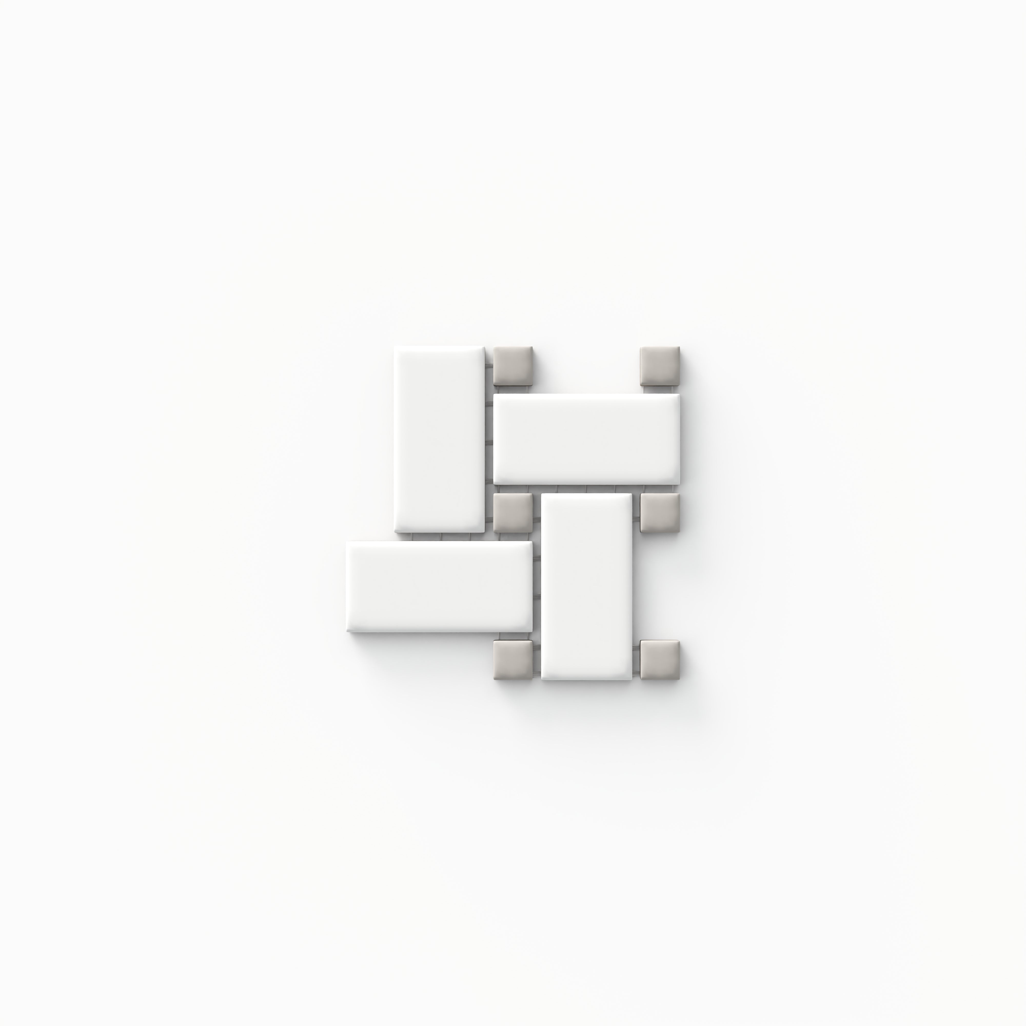 Quinn 12x12 Matte Porcelain Basket Weave Mosaic Tile in Grey & White Mix Sample