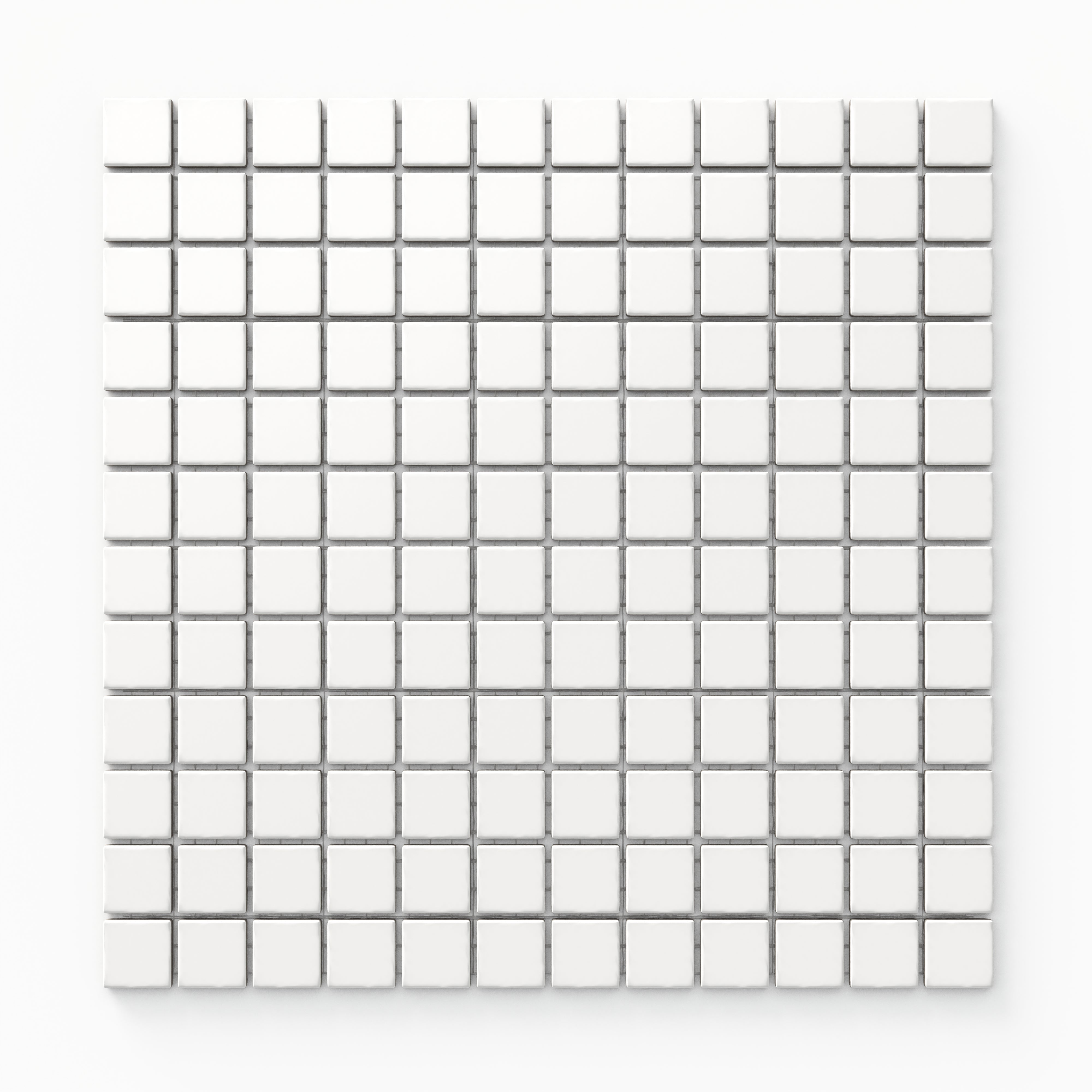 Levi white 1x1 square mosaic porcelain tile in a matte finish, showcasing a clean and minimalist 12x12 grid design for modern spaces