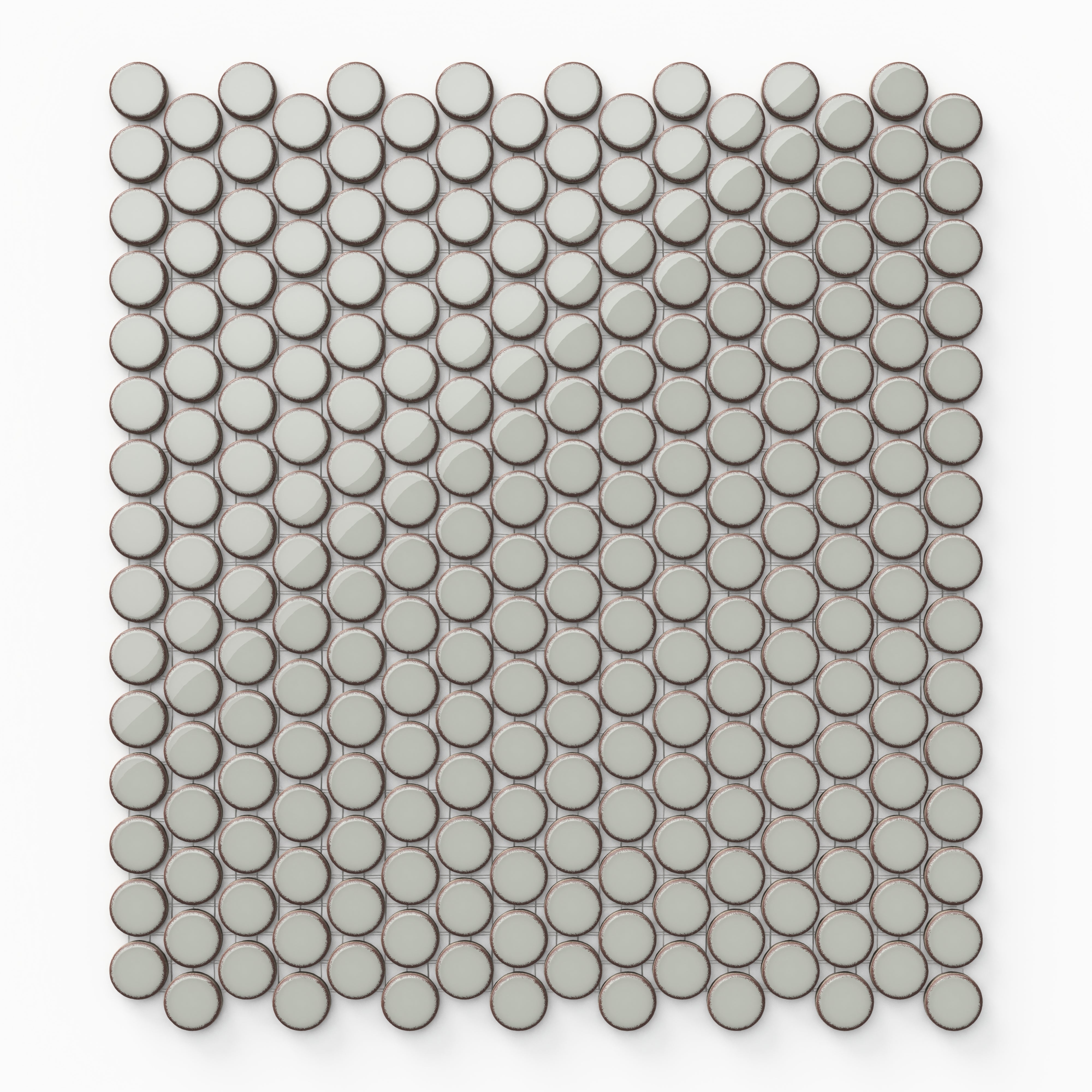 Ariel 12x12 Glossy Porcelain Penny Round Mosaic Tile in Sage