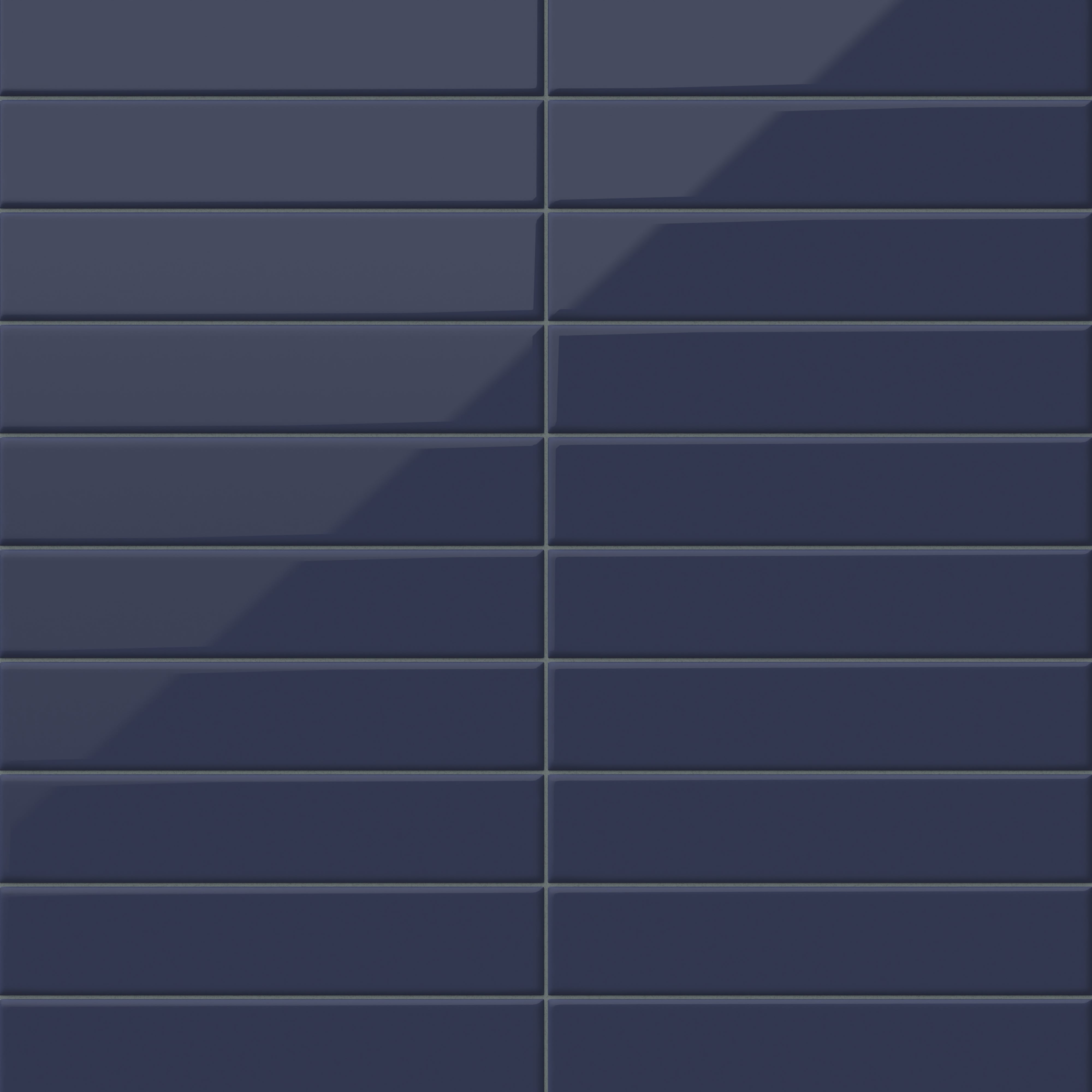 Glossy blue subway tiles with a deep blue hue, delivering a sleek and elegant look for refined and contemporary interiors.