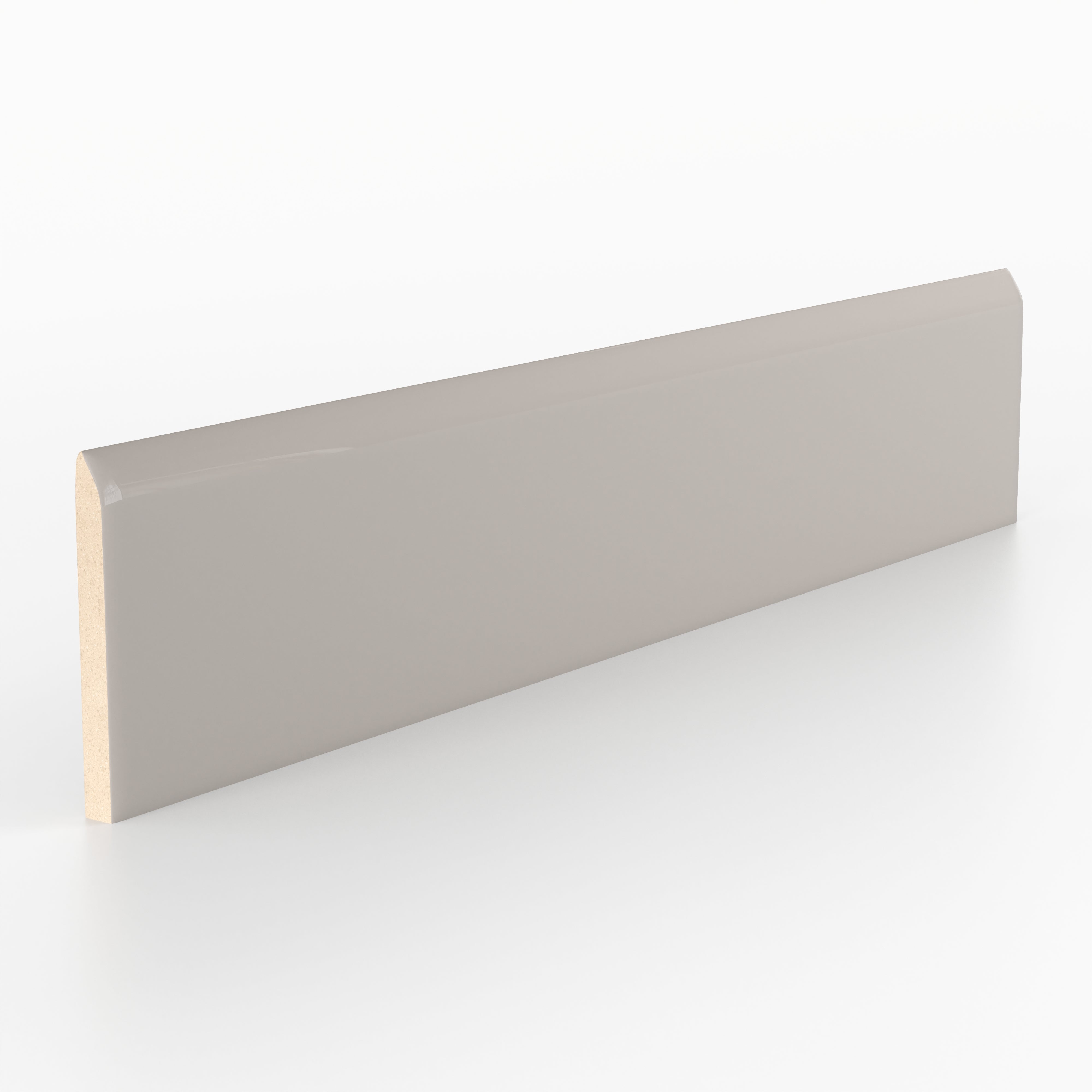 Reagan 2x10 Glossy Ceramic Bullnose Tile in Fog
